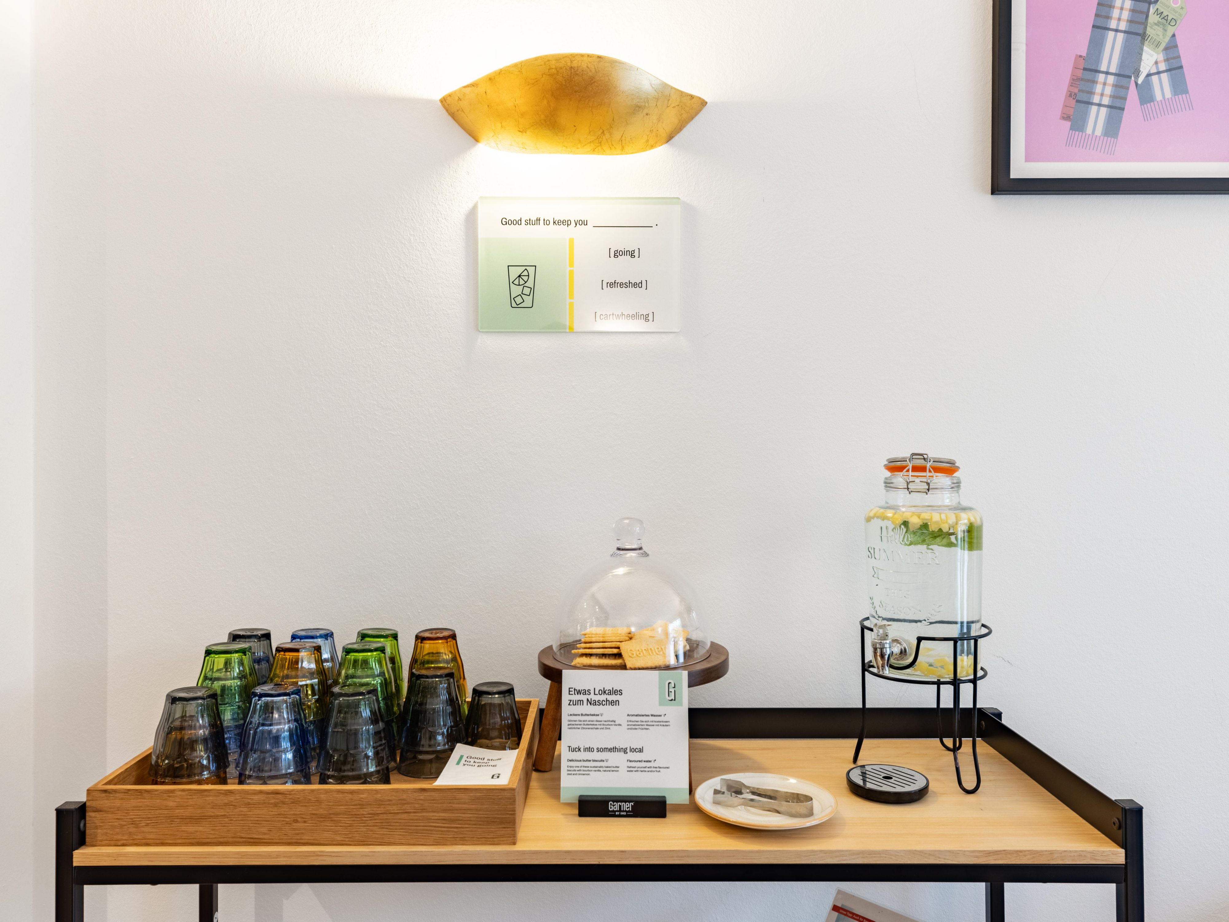 Enjoy a refreshment and our delicious Garner Cookies