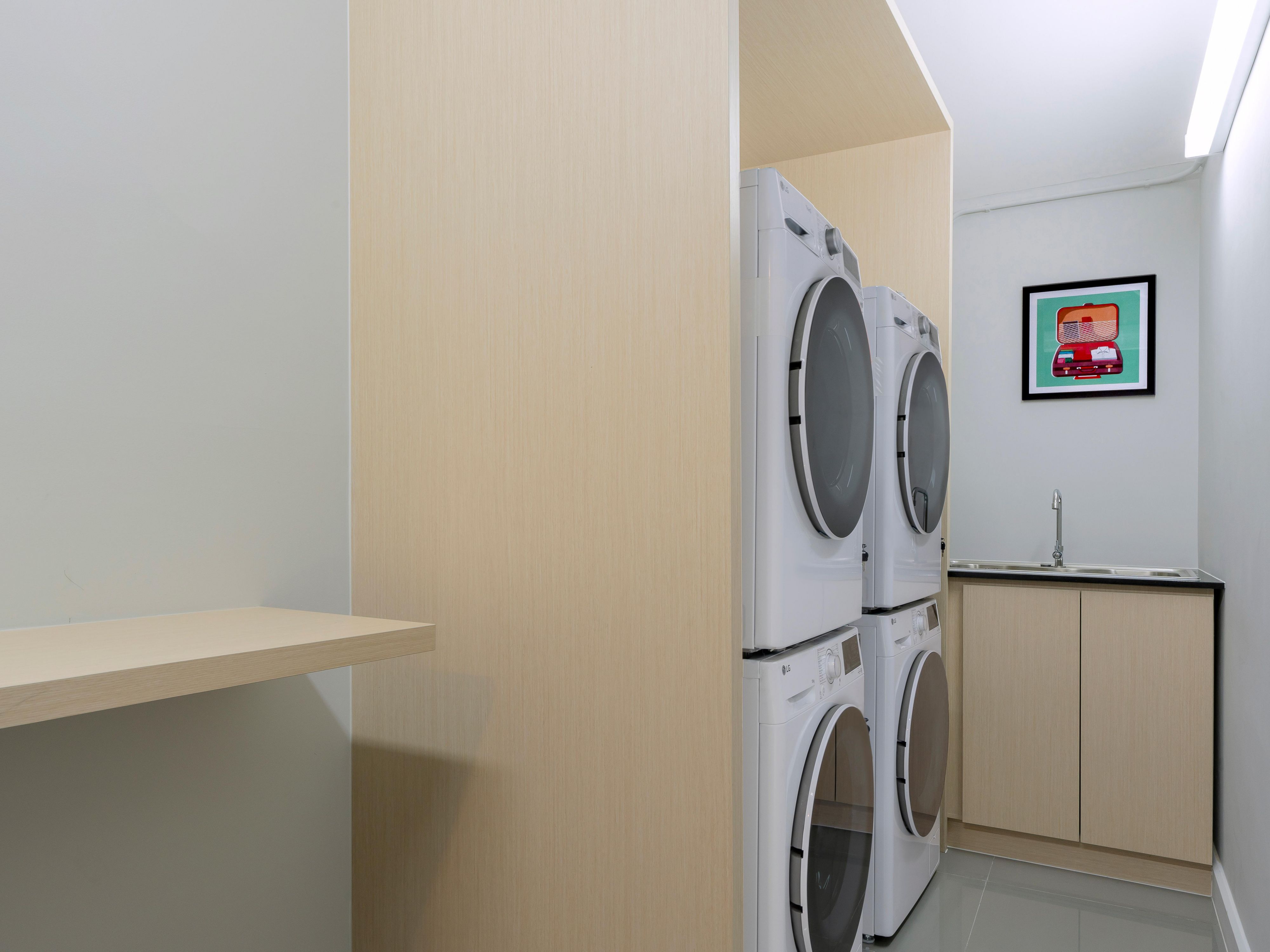 Keep your clothes clean and ready with our Self-Service Laundry located on the basement floor, just a few easy steps from the lobby. With washers, dryers, and an ironing station, staying fresh is easy for a worry-free stay.