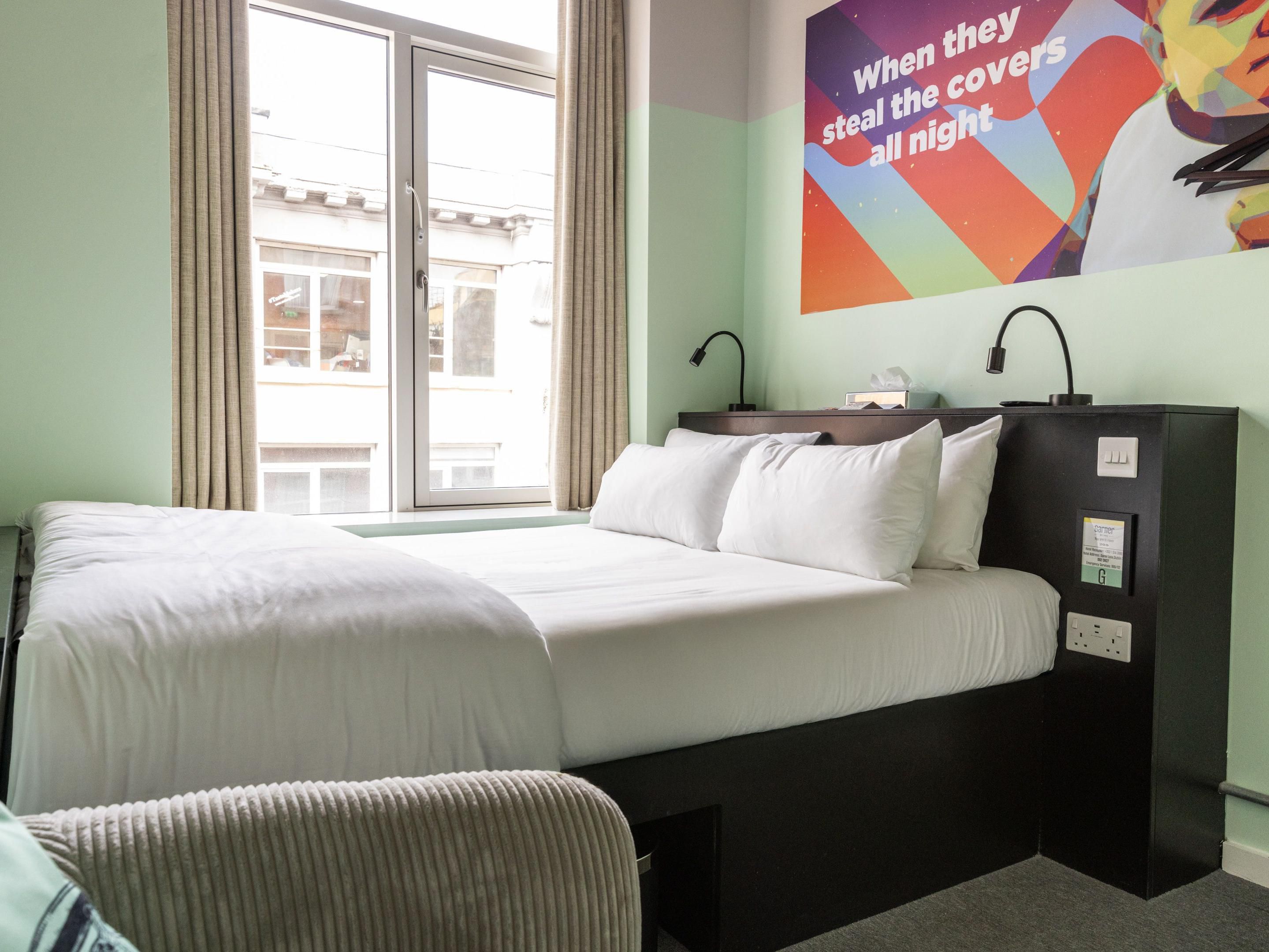 Sleep in style beneath vibrant artwork in the heart of Dublin