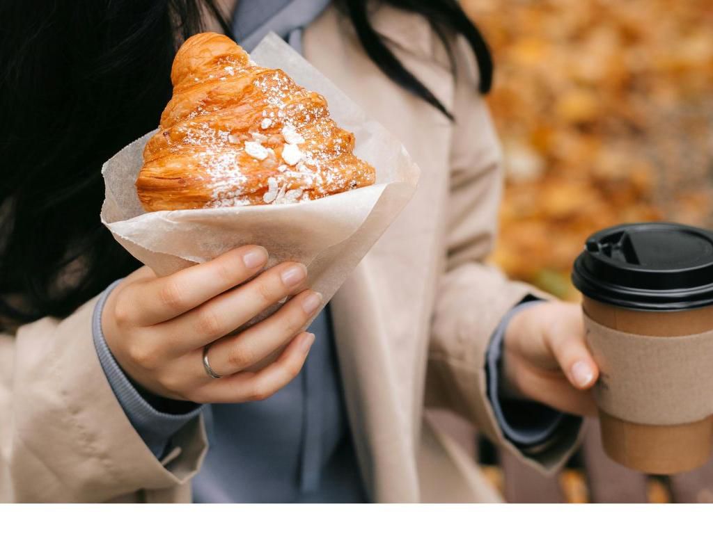 Start your day with our convenient grab-and-go breakfast, featuring a selection of fresh pastries and a variety of hot and cold drinks.