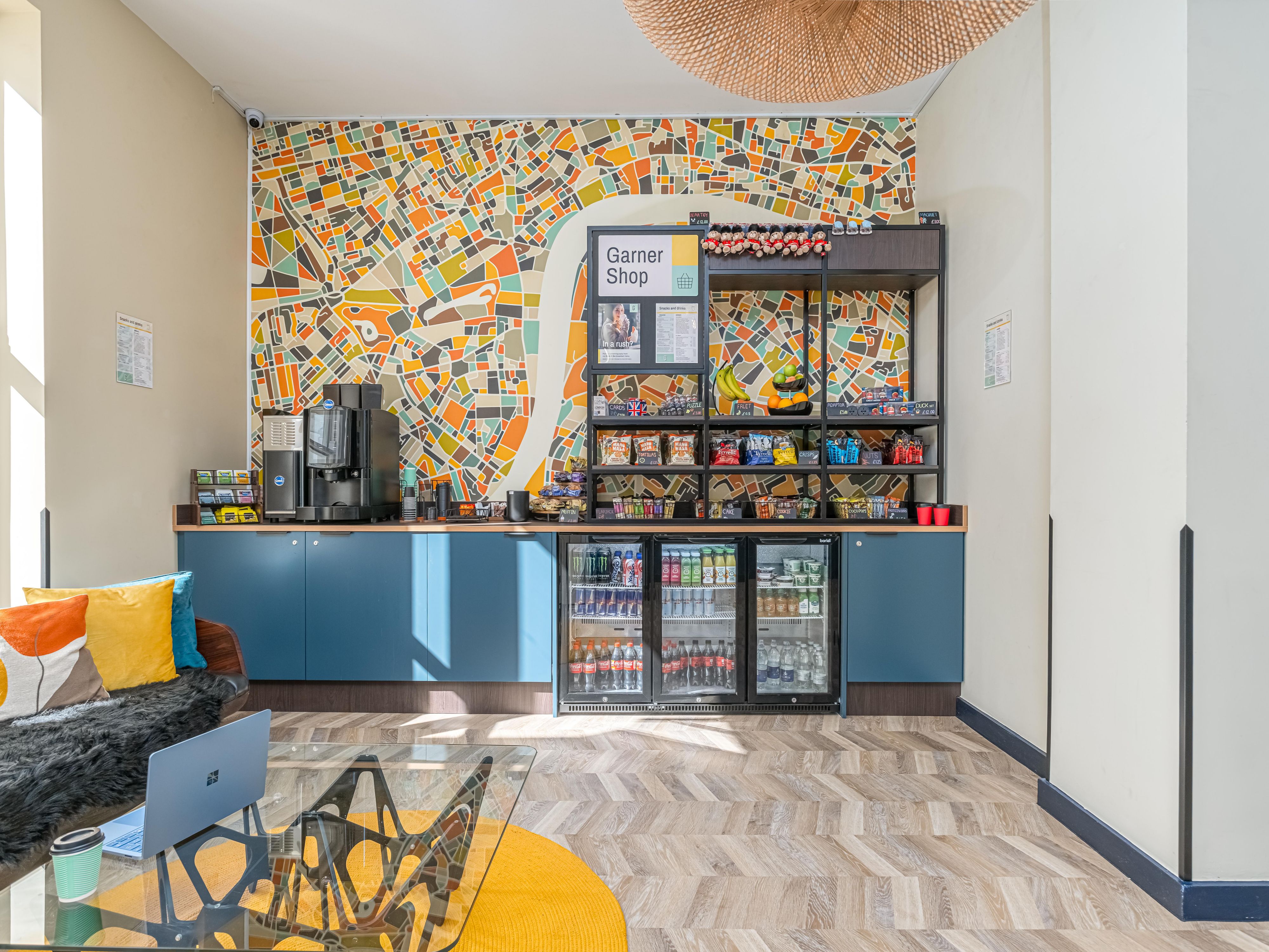 Coffee, snacks, and essentials whenever you need them.