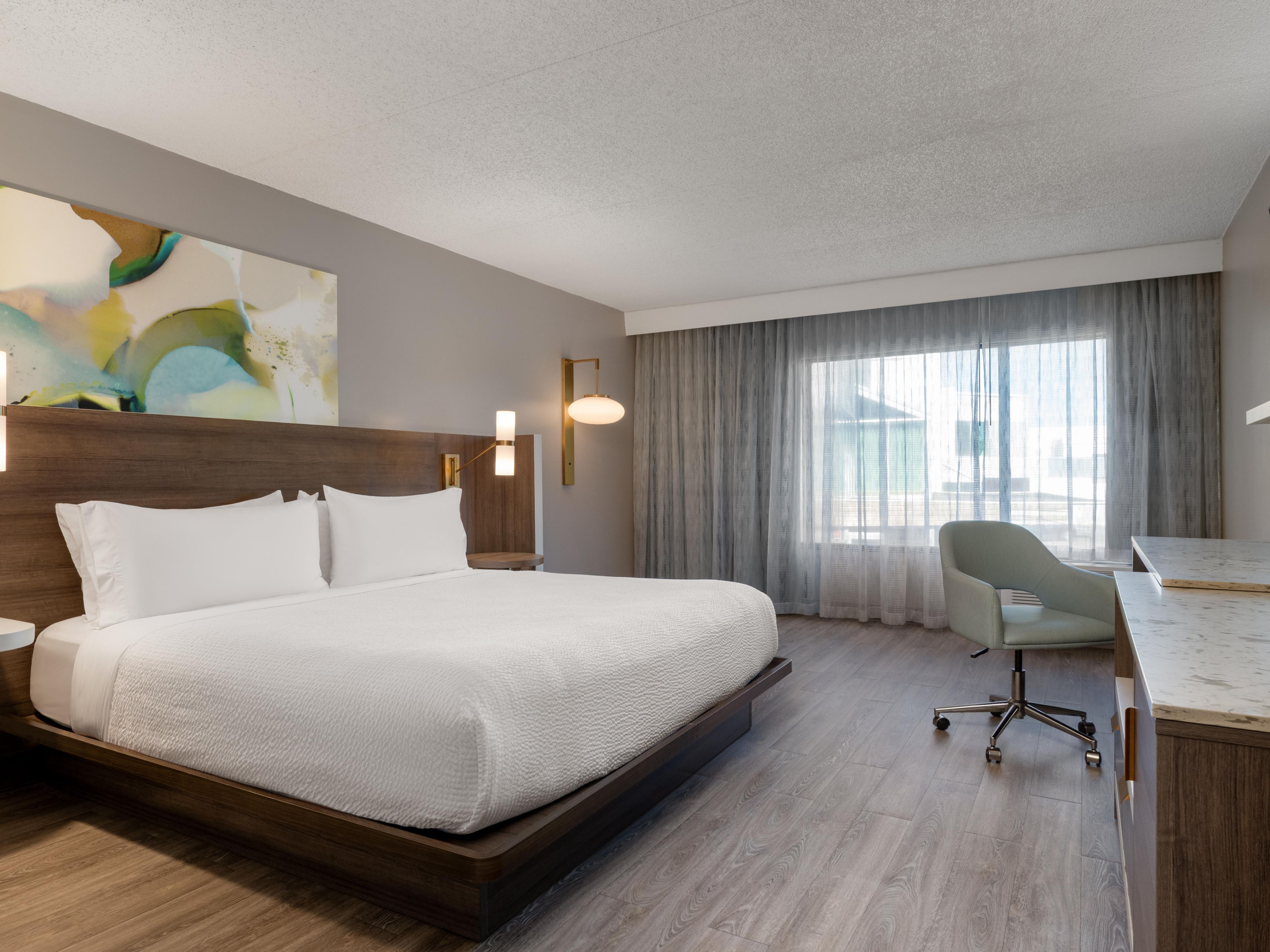 Standard guest room with king bed.