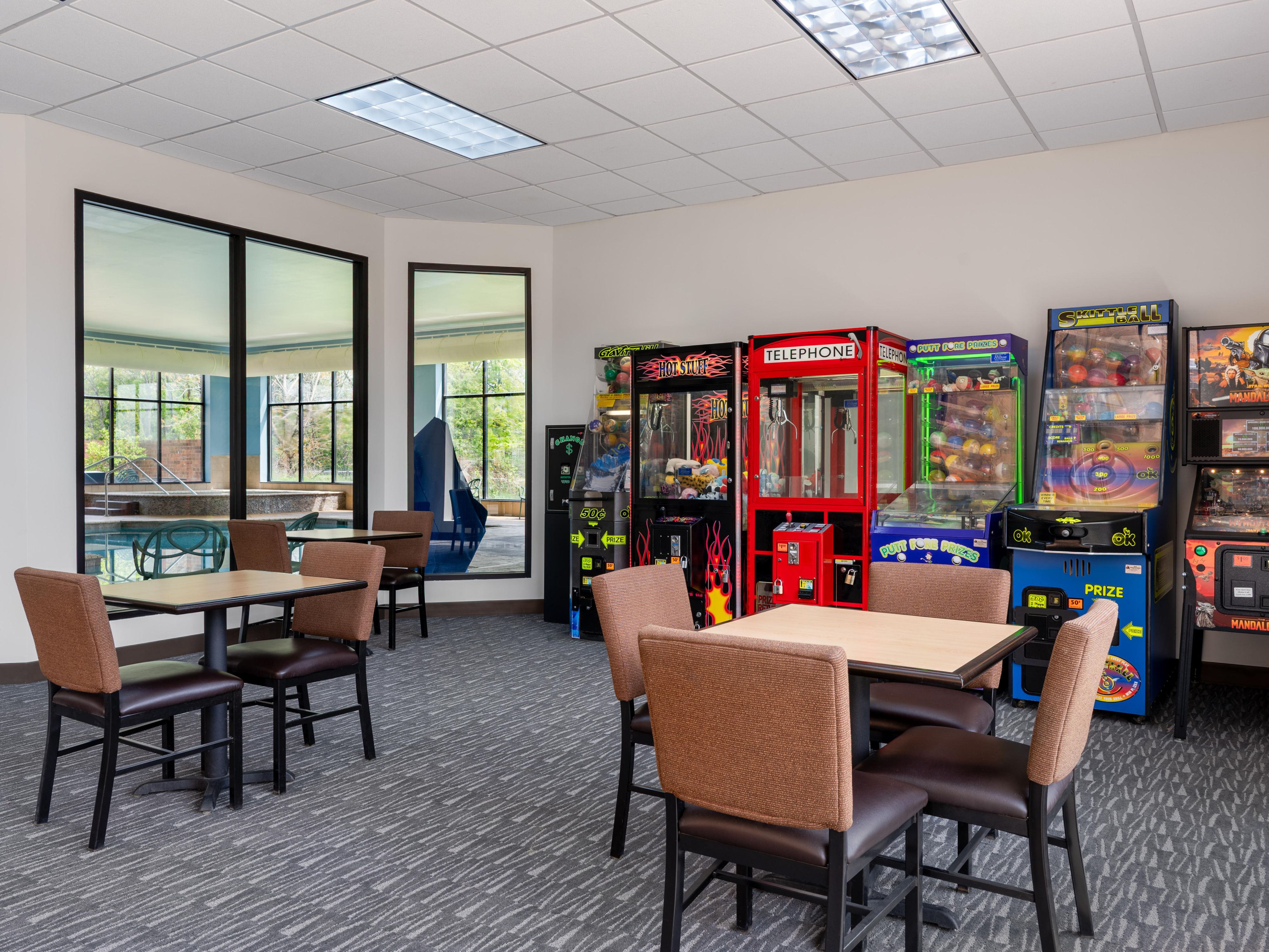 Bring the fun with arcade games in our party room