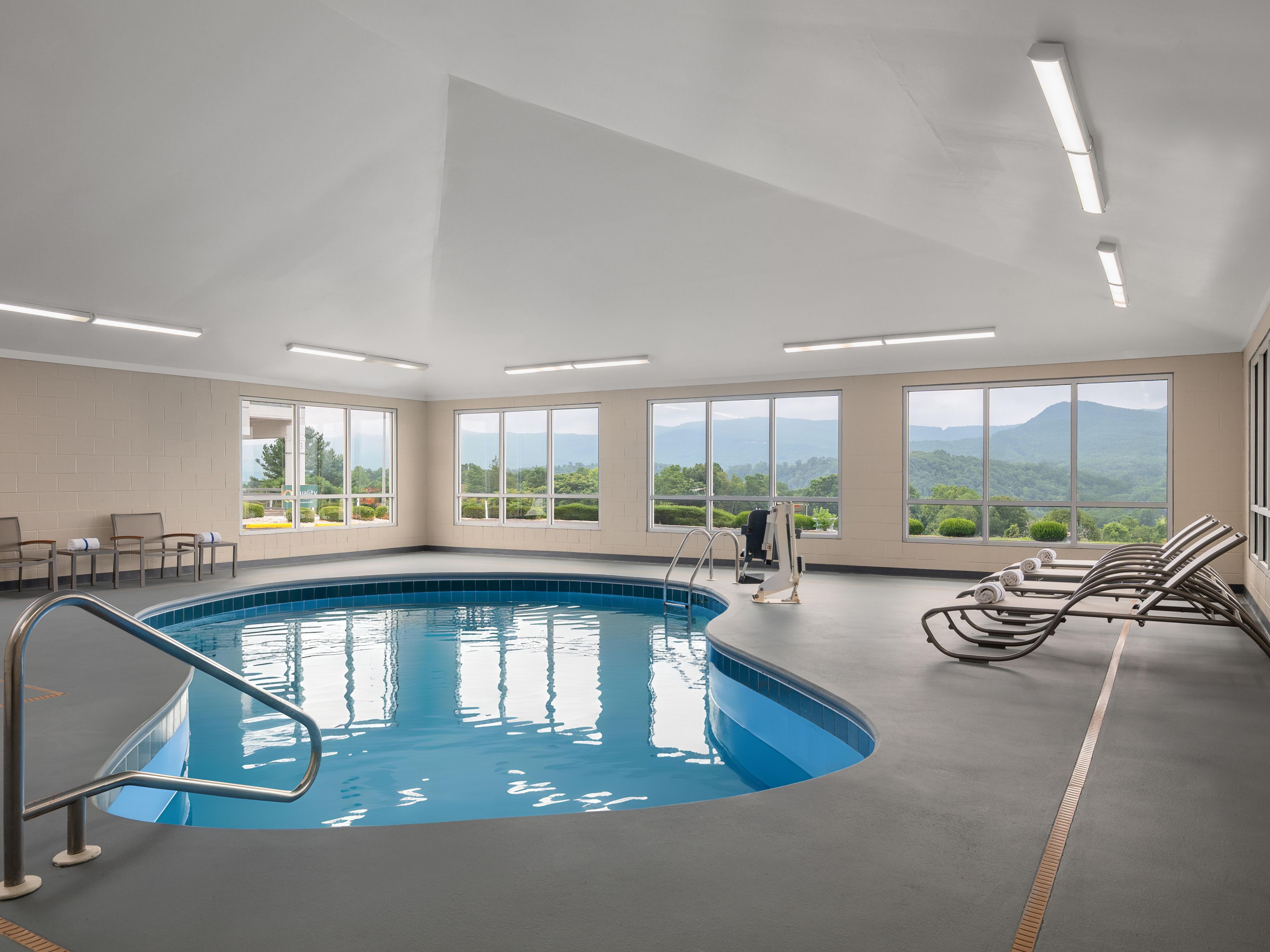 Indoor swimming pool with view