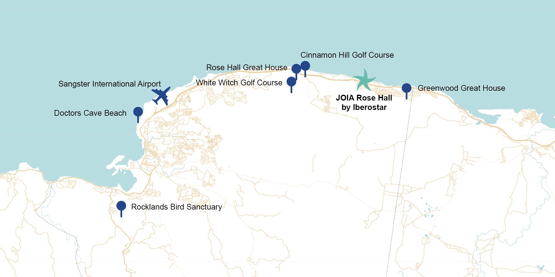 Digital map of hotel location