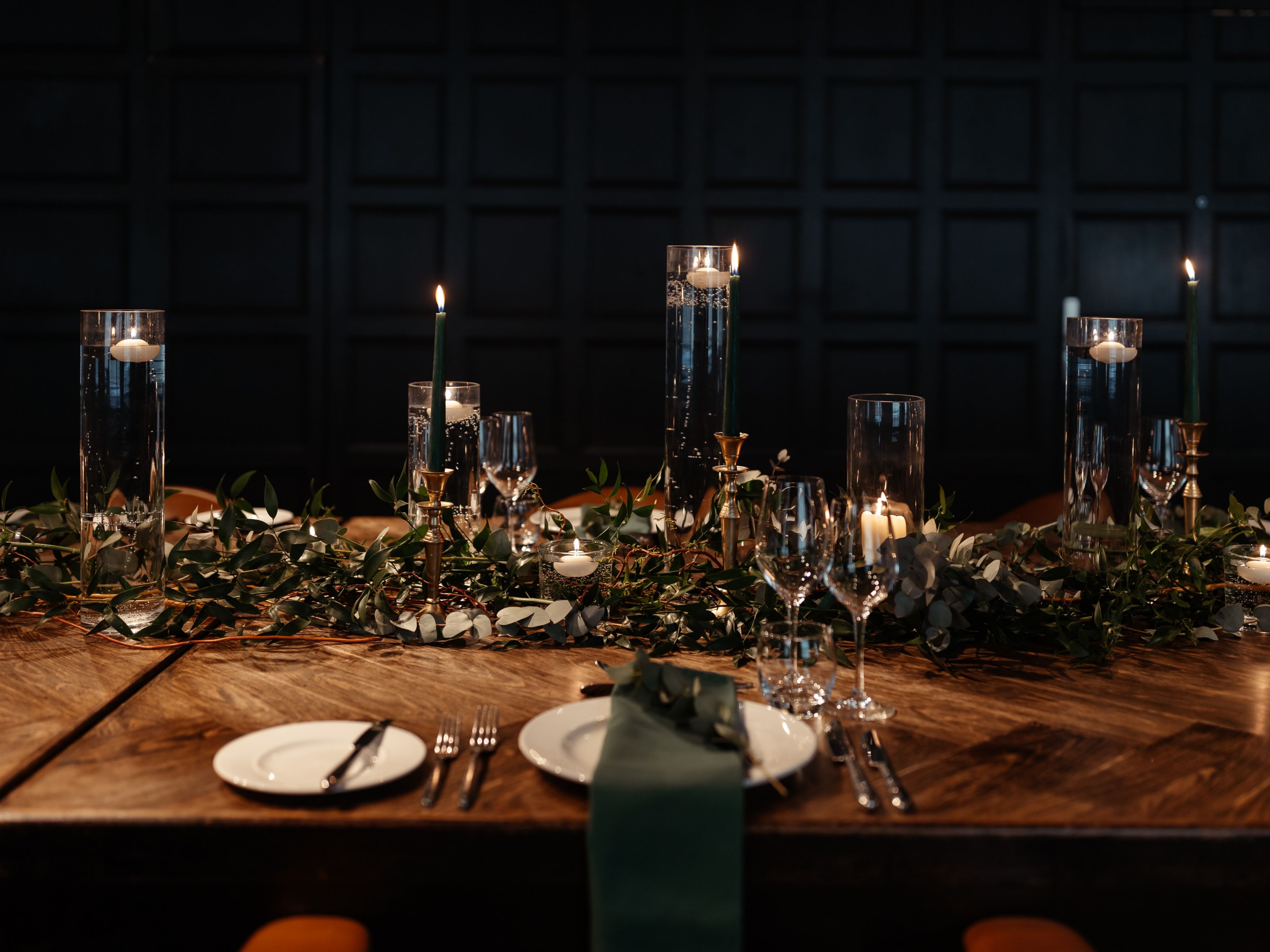 Plates and cutlery on a fine dining table