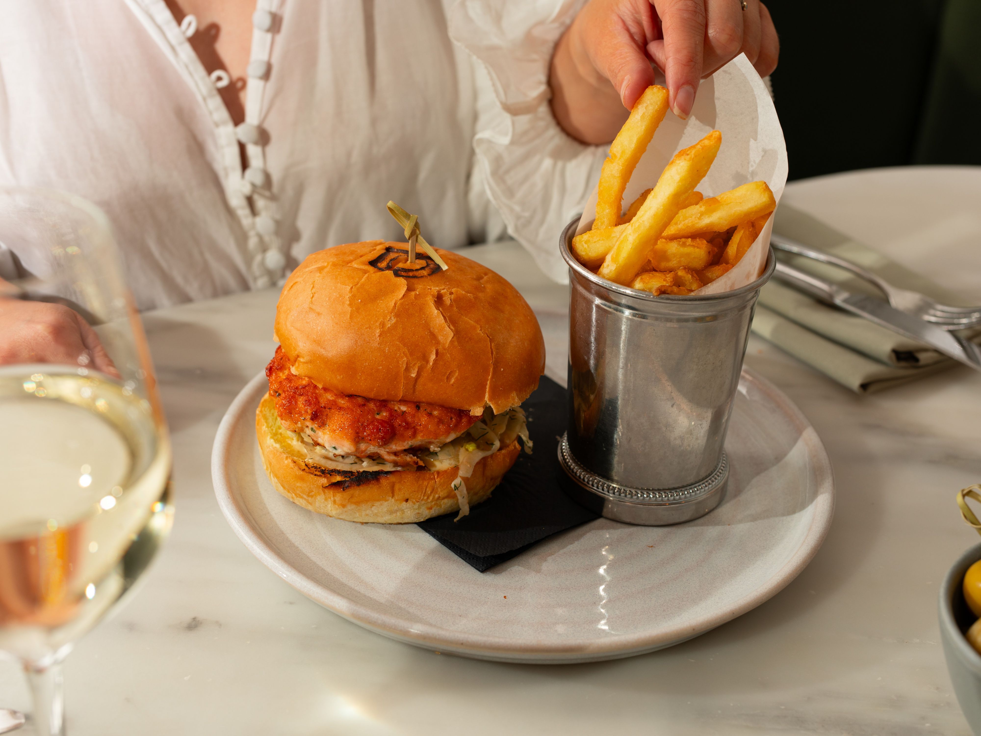Turkey burger and fries