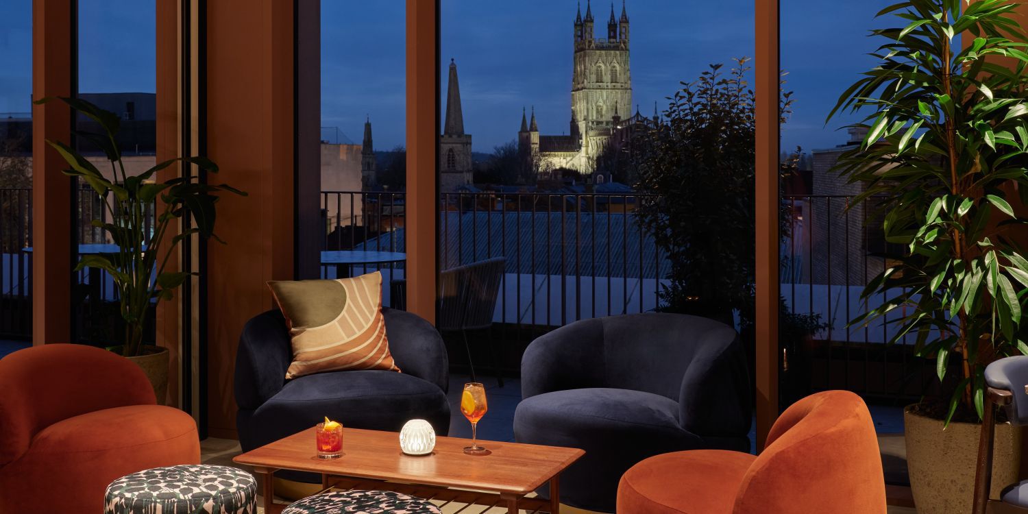 seating area with views for Gloucester Cathedral