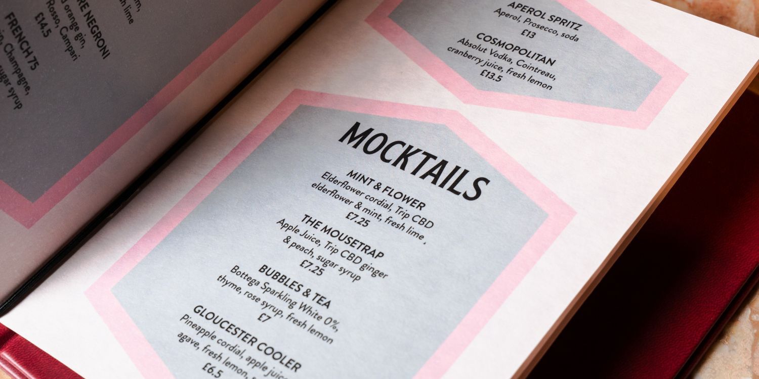 crimson spire menu offering cocktails