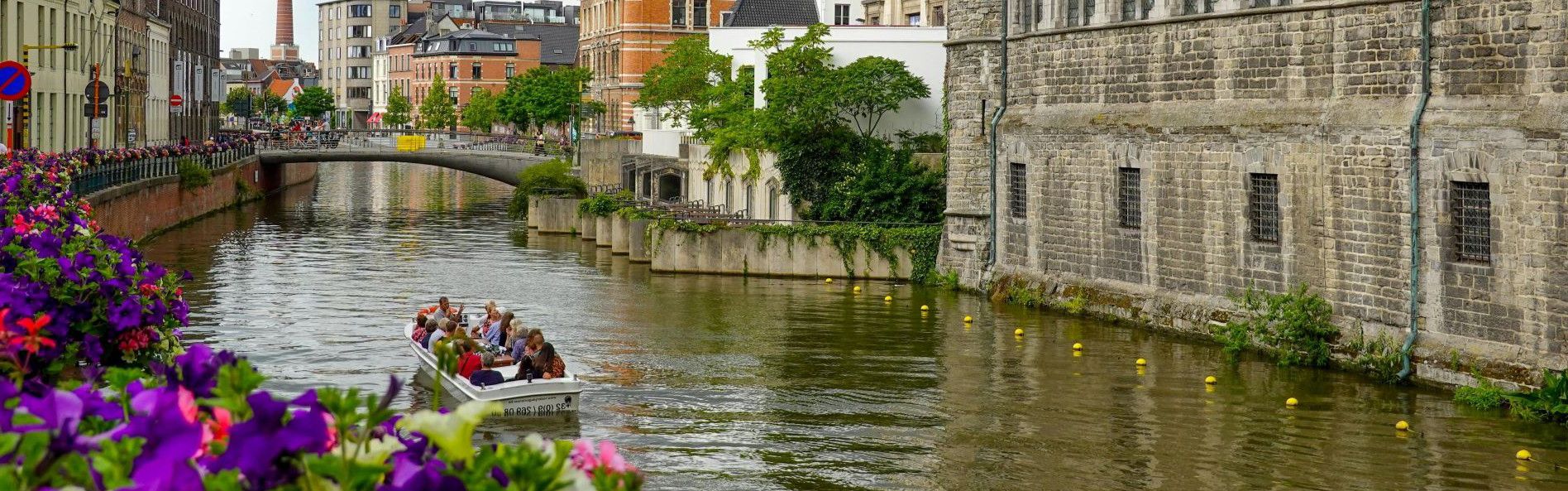 ghent canal and river boat