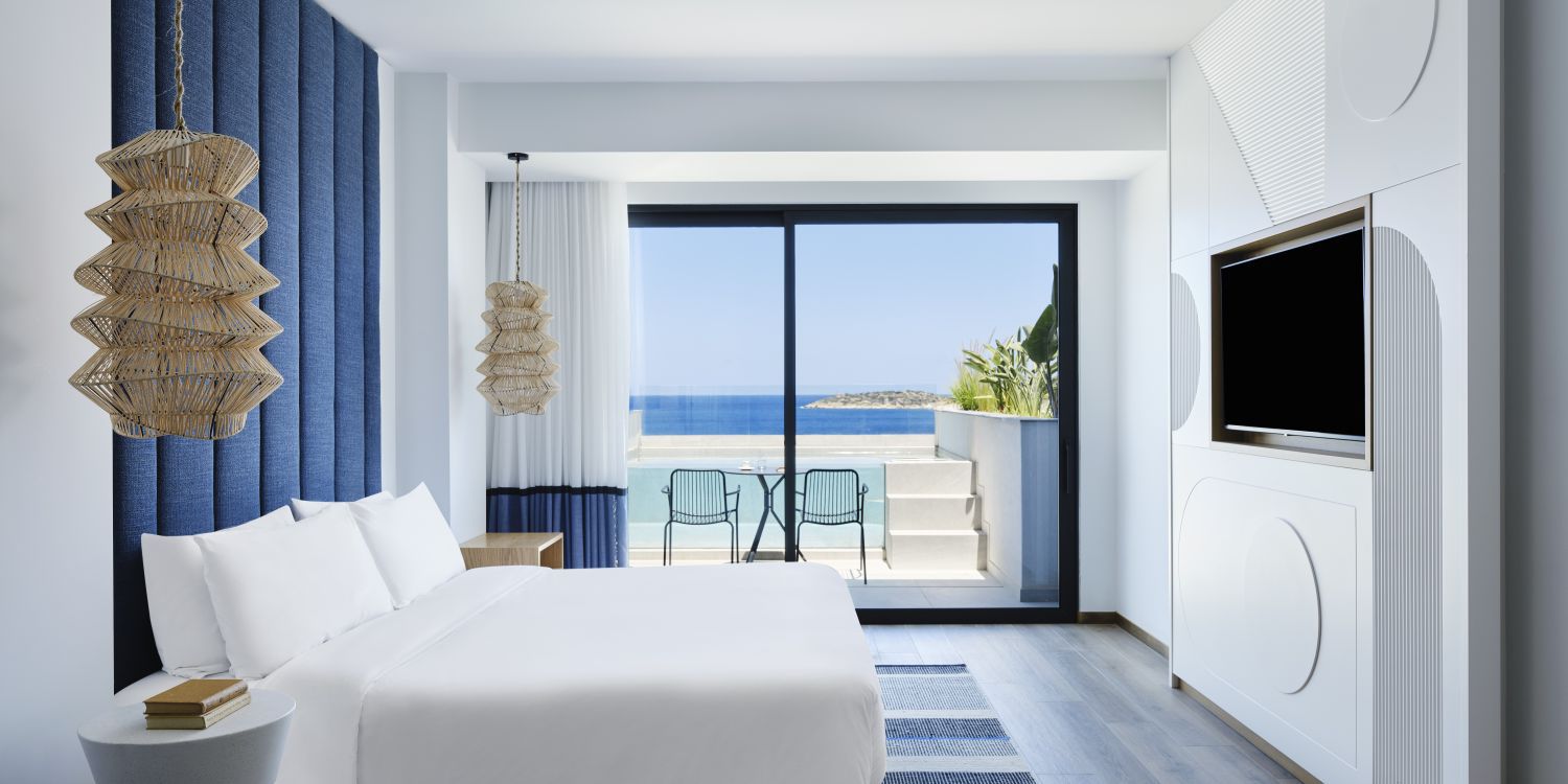 junior suite with luxury amenities and ocean view