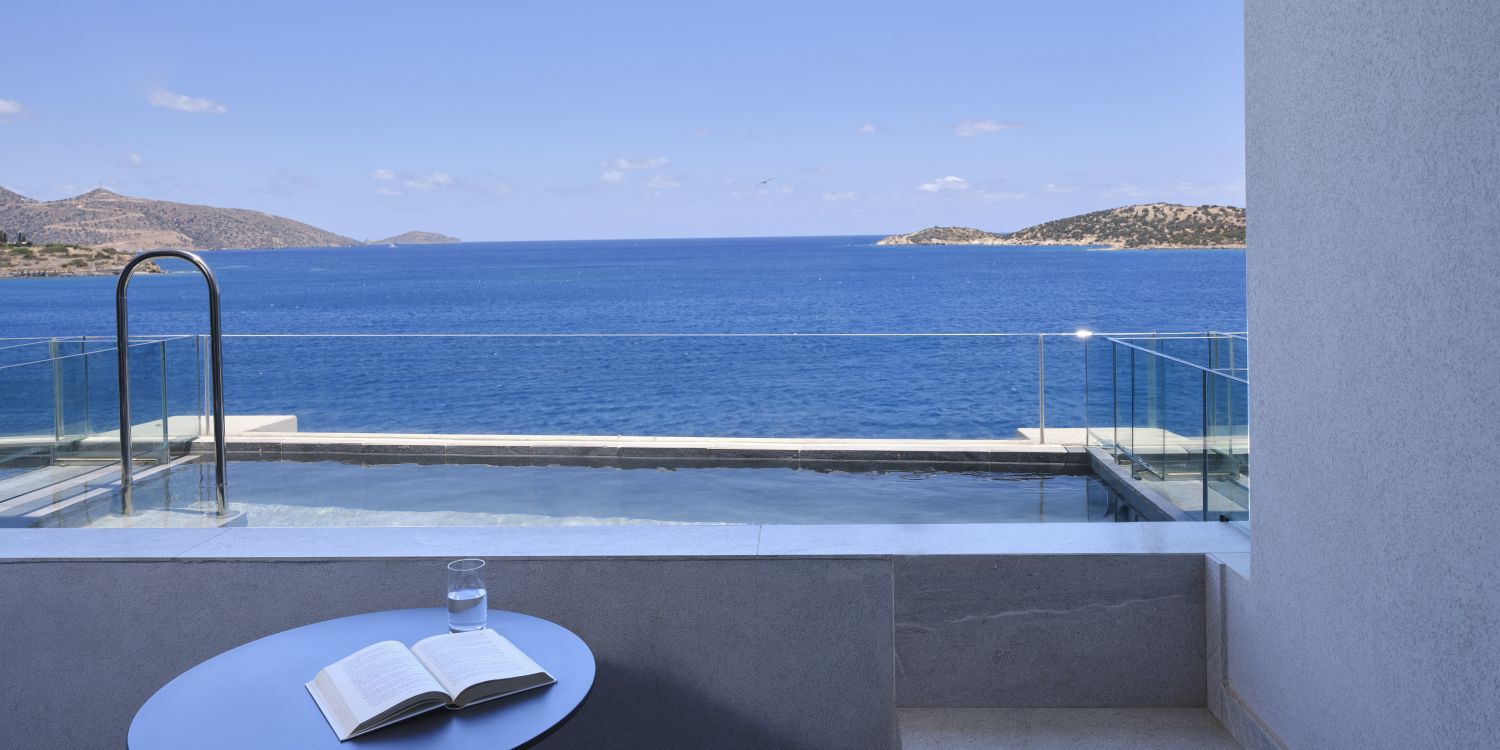 individual plunge pool as part of a luxury suite, overlooking the cretan ocean