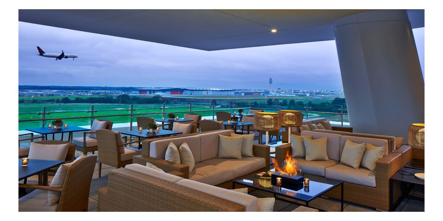 Airport lounge overlooking airfield