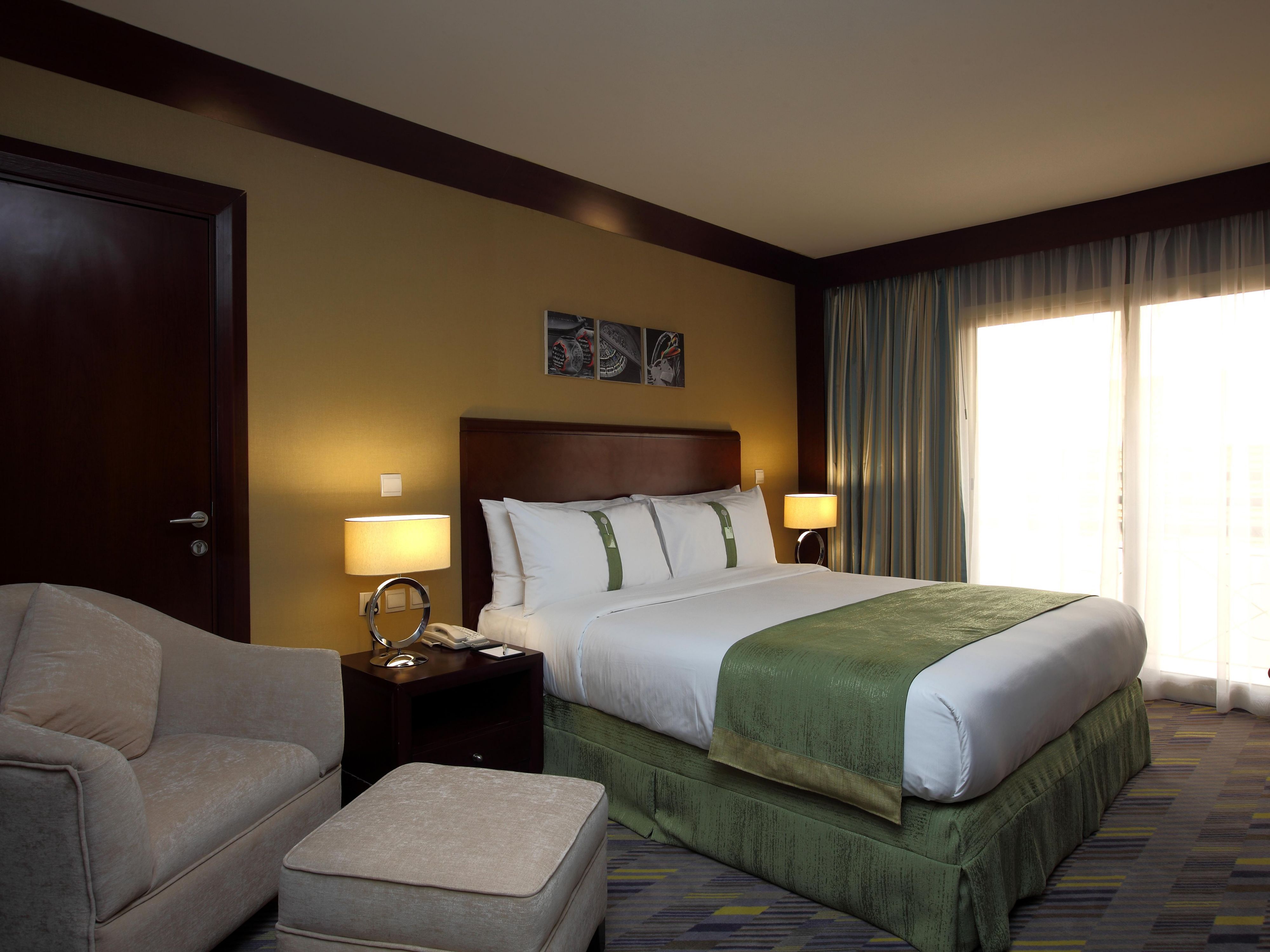 Our rooms are cleverly designed with comfy beds, desk space, 43-inch LCD TVs, high-speed internet access, and streamlined bathrooms. Blackout curtains and a choice of pillows guarantee a good night’s sleep. You'll love big windows that allow plenty of natural light in our rooms.