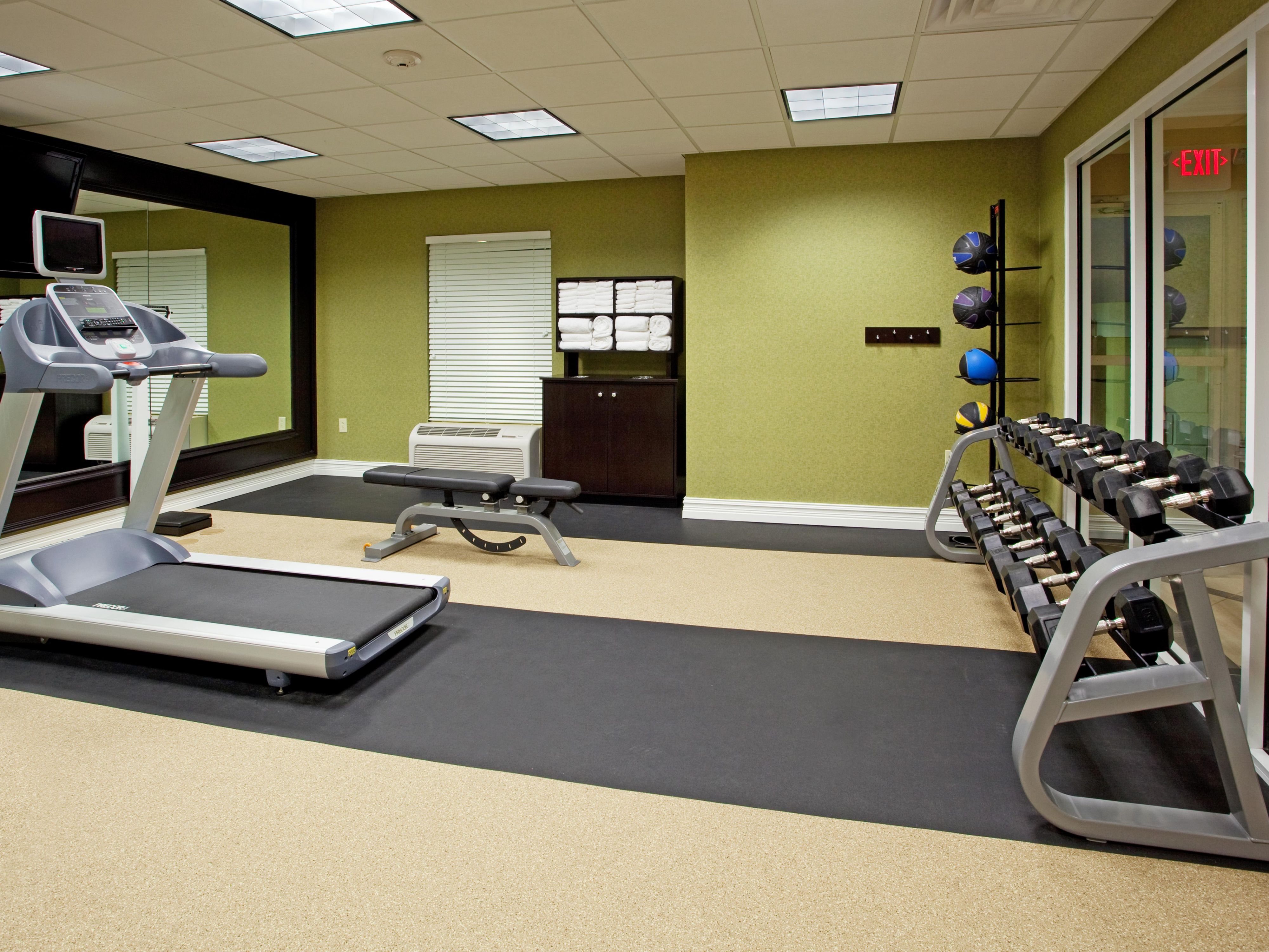 Our state of the art workout facility with elliptical, free weights and treadmill, will keep you energized after a long days work at First Quality or Arthrex.   