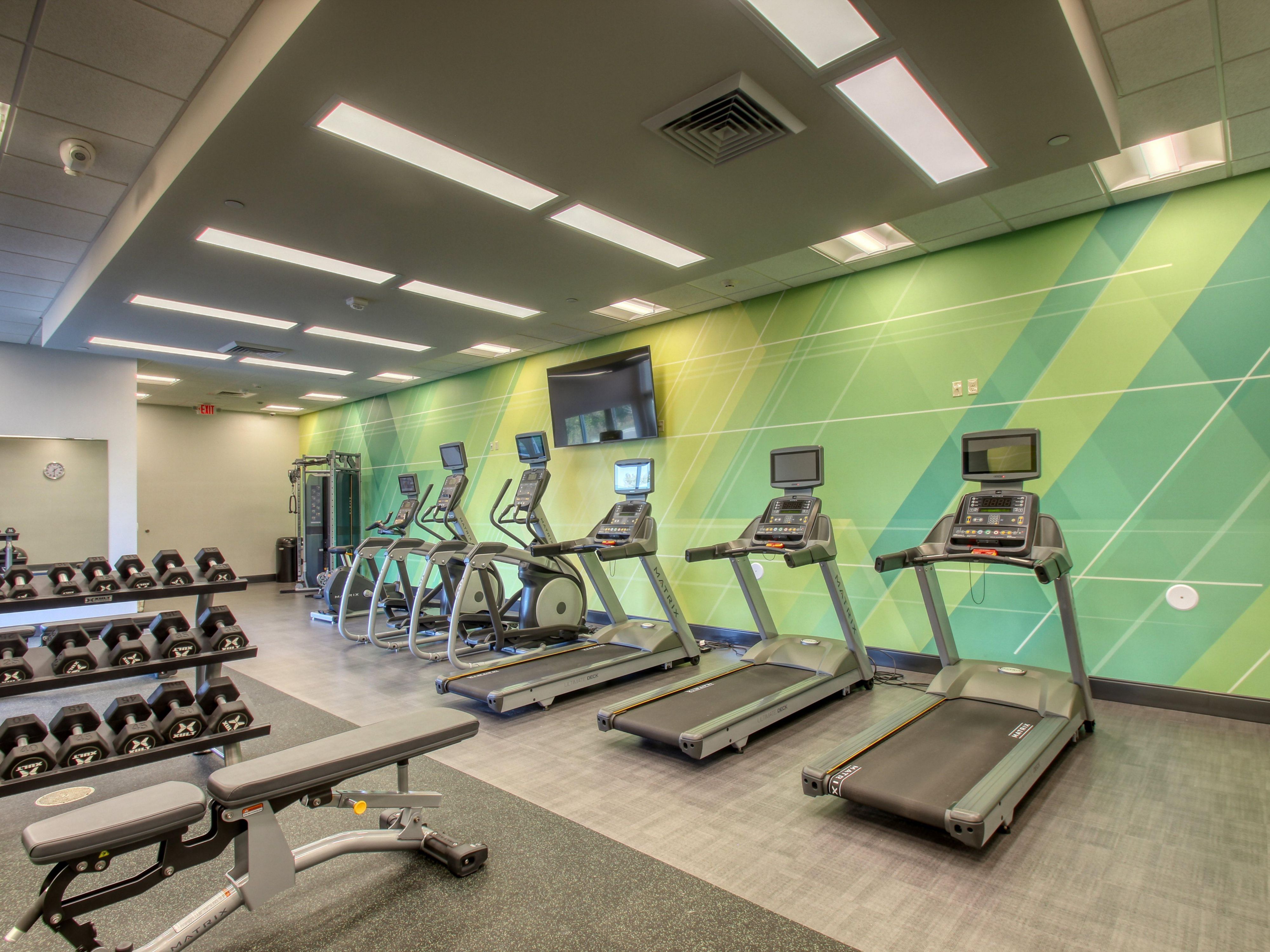 At nearly 1,000 square feet, our new Fitness Center has the space and modern equipment to get you fit and the endorphins flowing! Treadmills, bike, elliptical, a universal system and hand weights are available. No restrictions in place for fully vaccinated individuals.