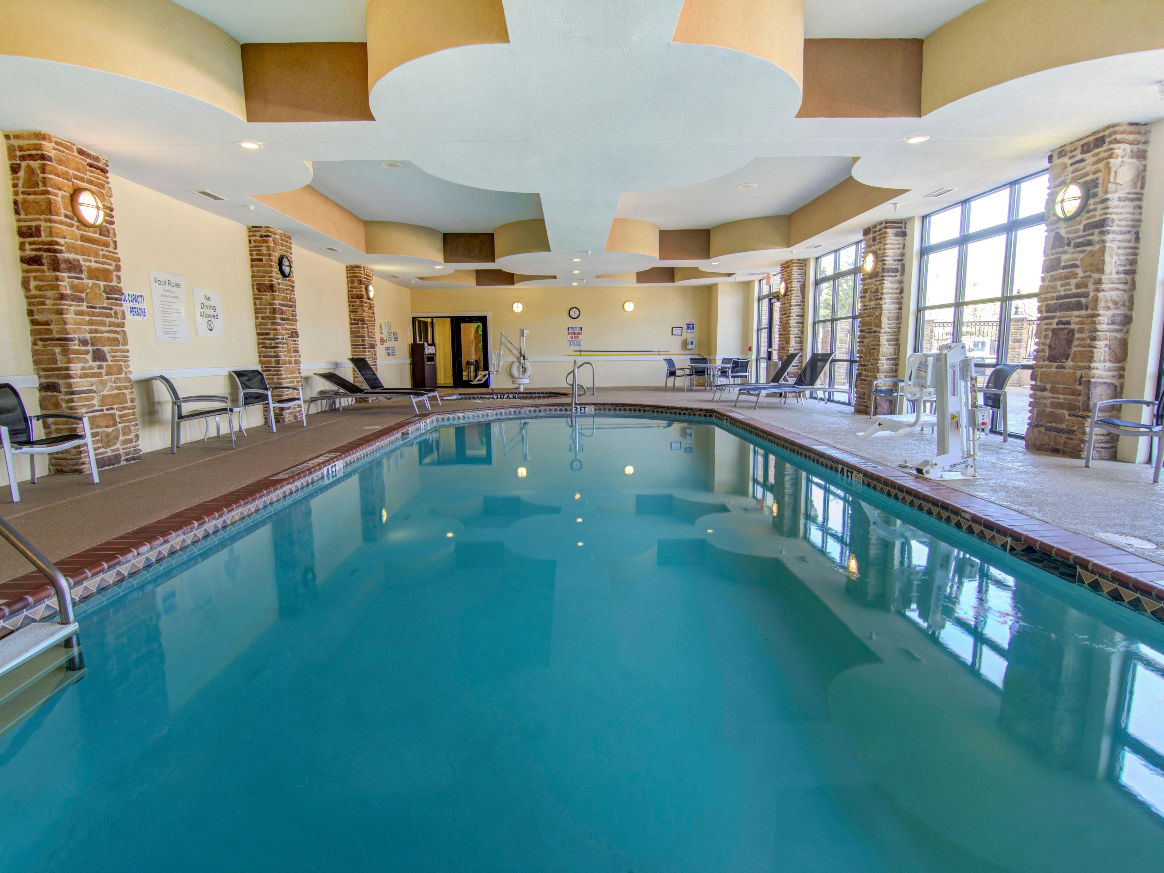 Whether you want to take a dip in the indoor pool or sun bathe on the patio, we have it available from 9AM-9PM for you to enjoy. 