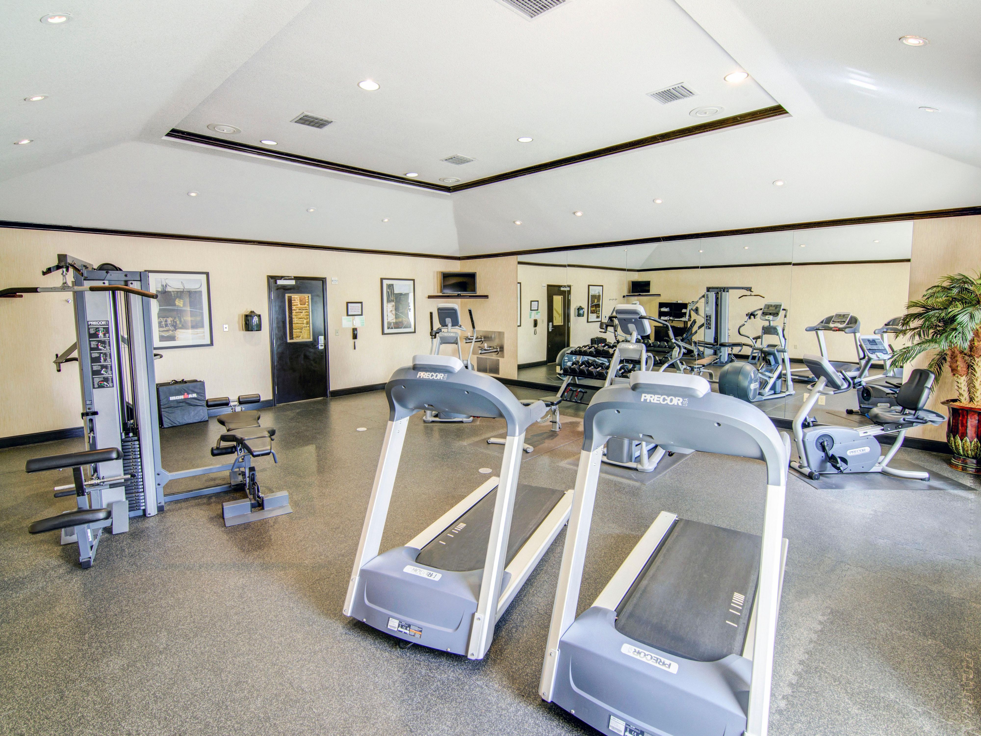 Our Fitness Center is available 24 hours. Come in take a run on the treadmill or use the multiple free weights available to fit your routine. 