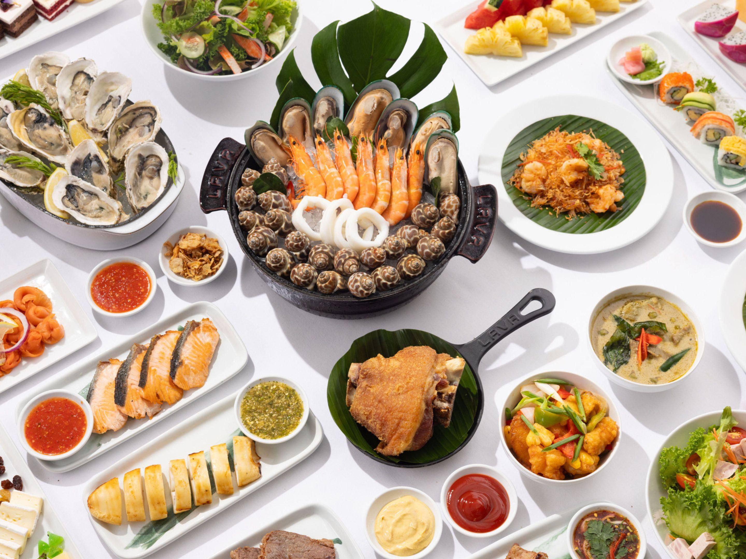 Embark on a flavorful journey at Ginger Restaurant! Enjoy BBQ seafood like prawns, oysters, and salmon alongside authentic Thai dishes and global favourites. Don’t miss our Sunday lunch and Friday–Saturday dinner buffets—perfect for any occasion. Join us for an unforgettable feast today!
