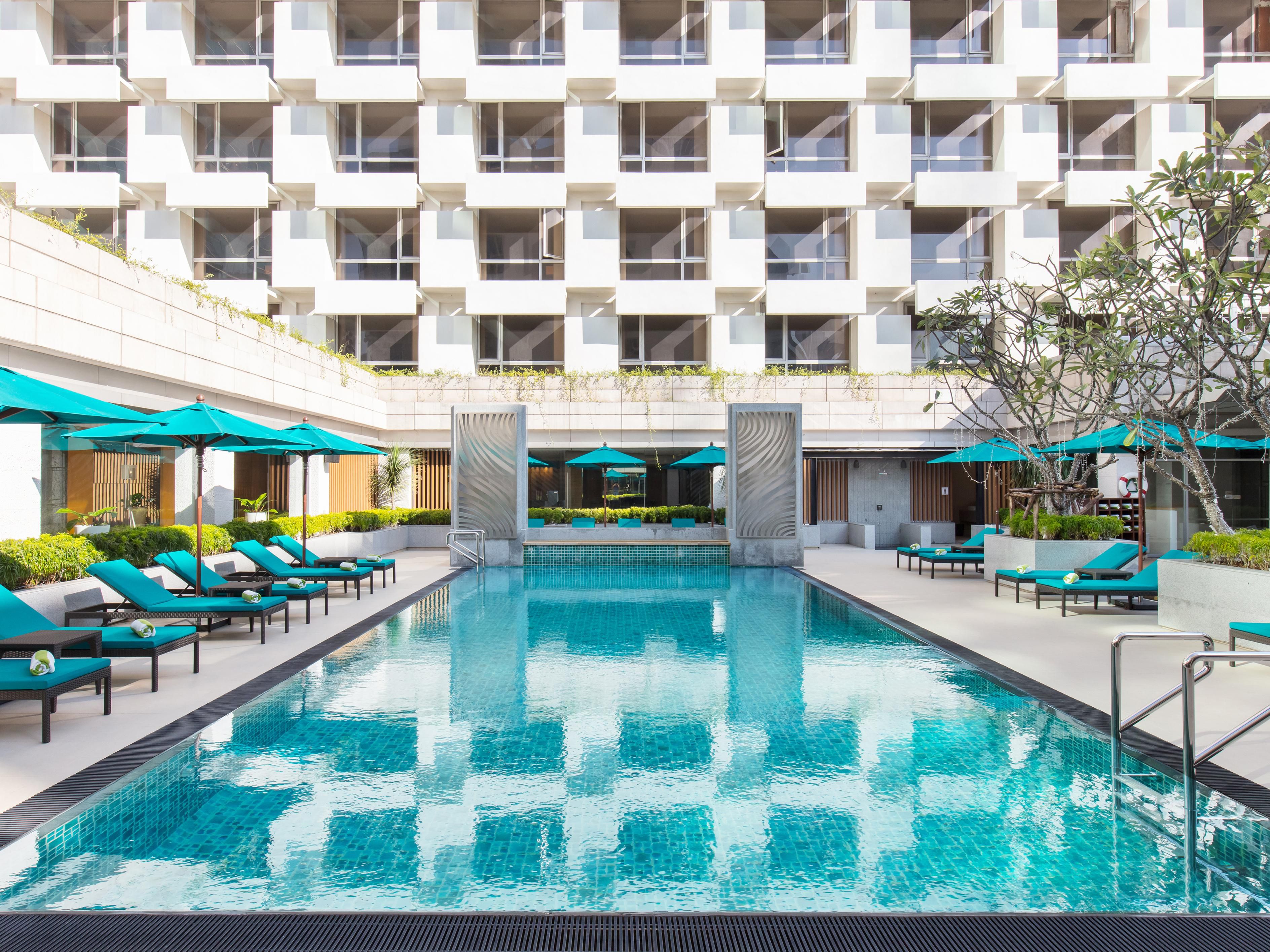 Infusing a sense of relaxation and embracing traditional Thai hospitality, our hotel creates a poolside oasis that feels worlds away from the bustling city. Our 12.5-metre pool is designed for your relaxation and enjoyment. Swim laps, make a splash, or lounge beneath an umbrella with a refreshing drink. 