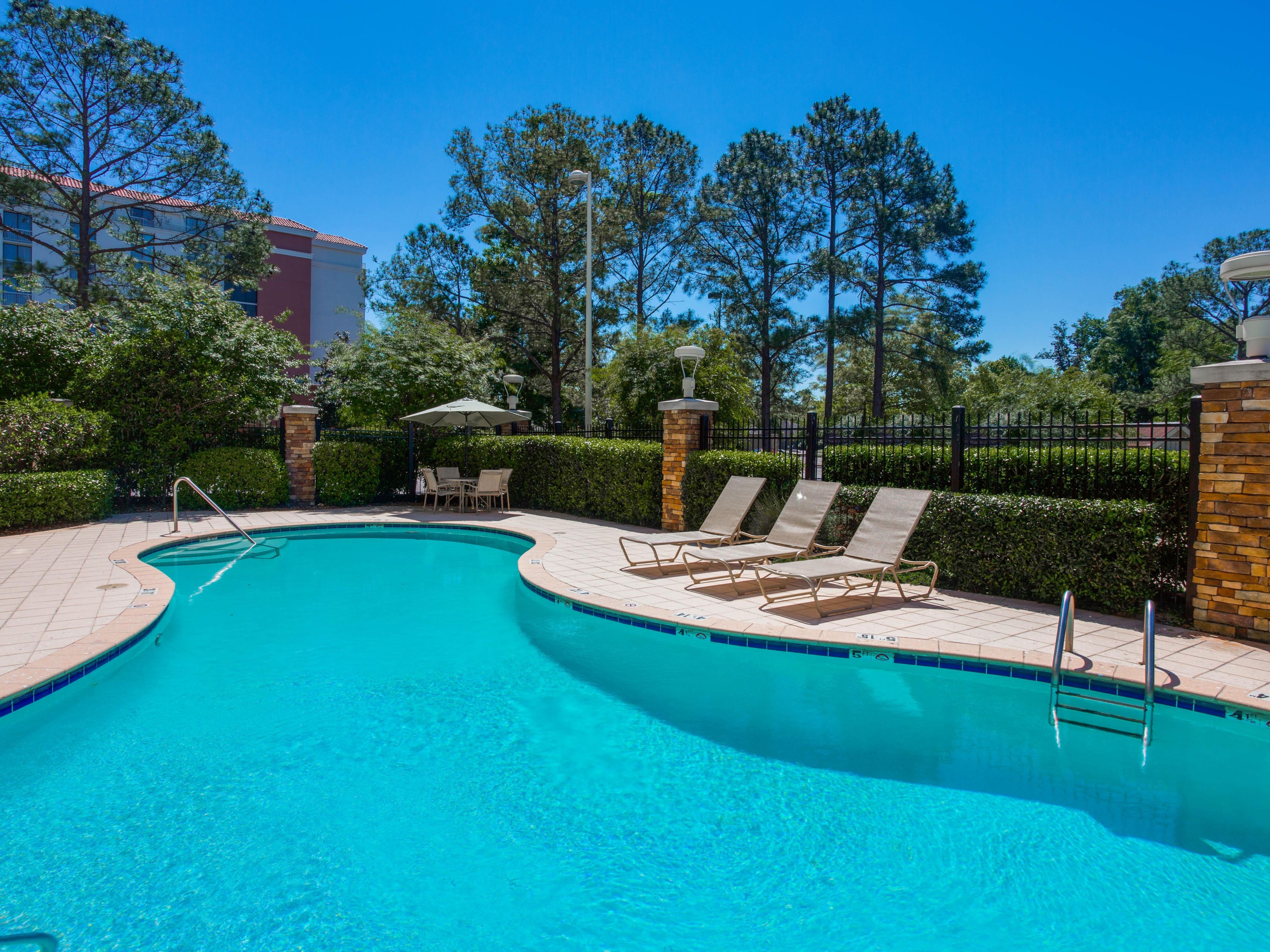 Take a dip in our on-site swimming pool.