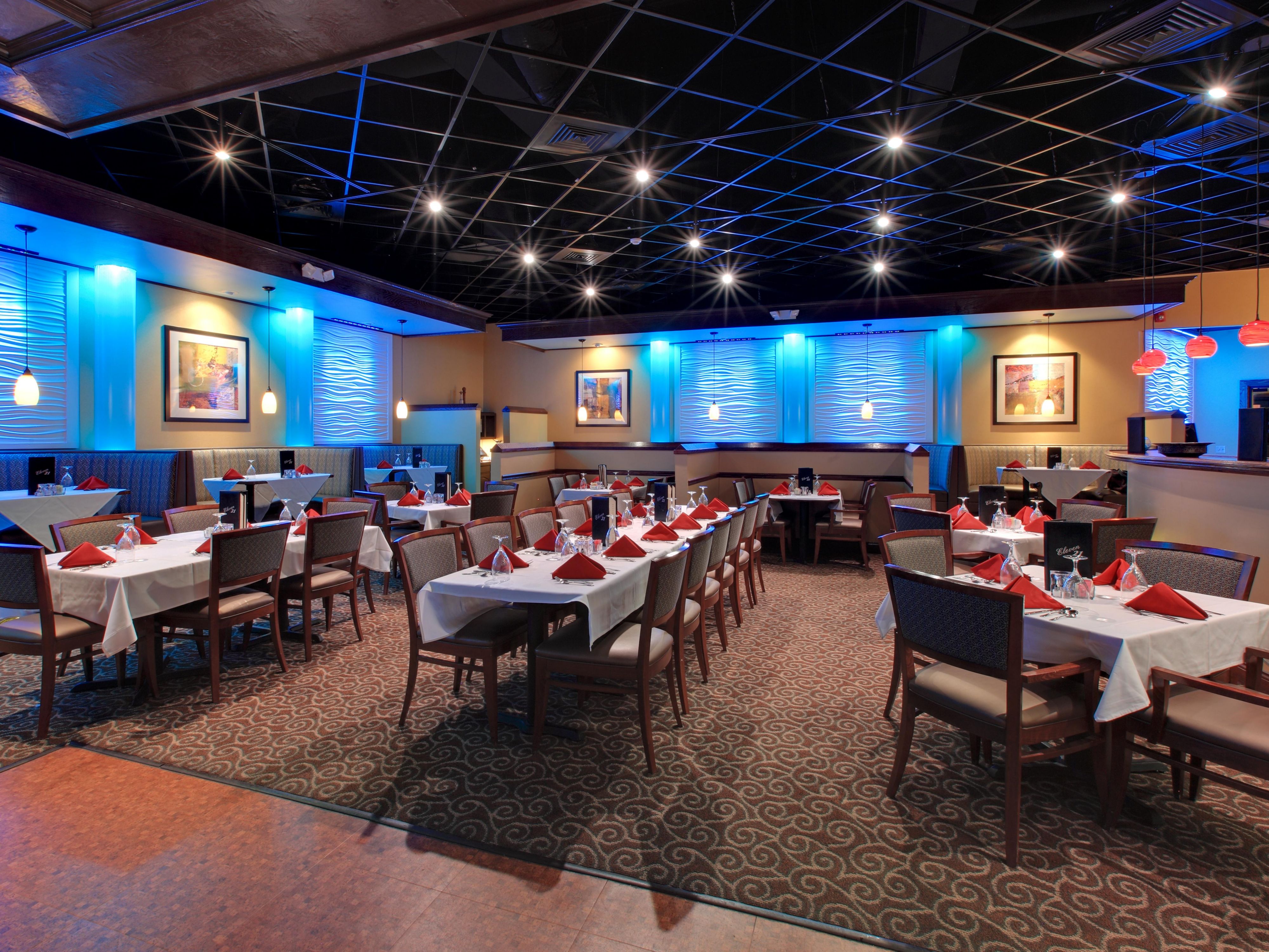 Bistro Eleven 21
Fine dining nightly specials, specializing in hand cut steaks, fresh seafood, and a variety of appetizers. Extensive wine list. Can prepare for special events. Holiday hours vary please check. Room service 6:00pm 9:00pm