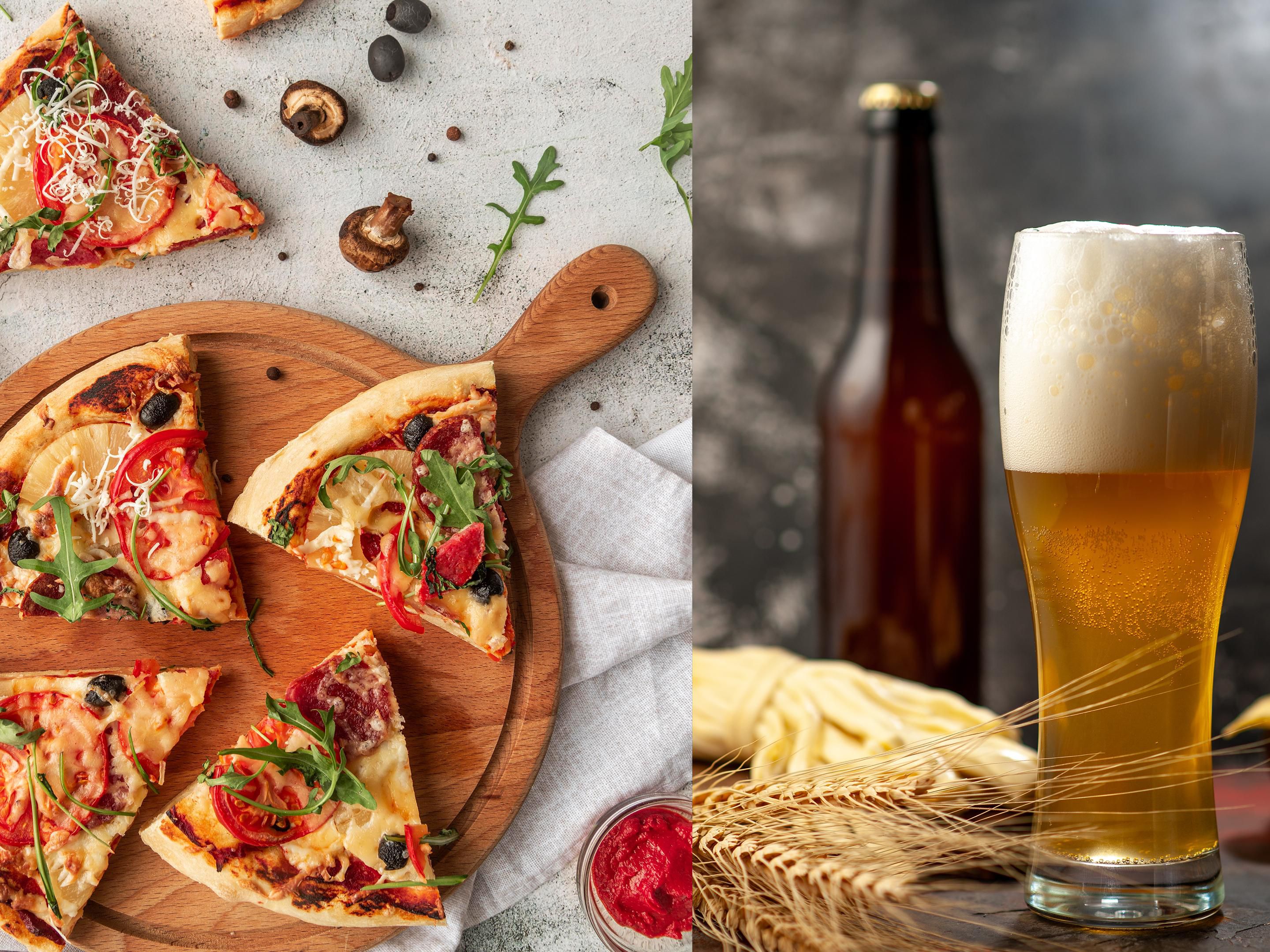 Pizza and beer combo