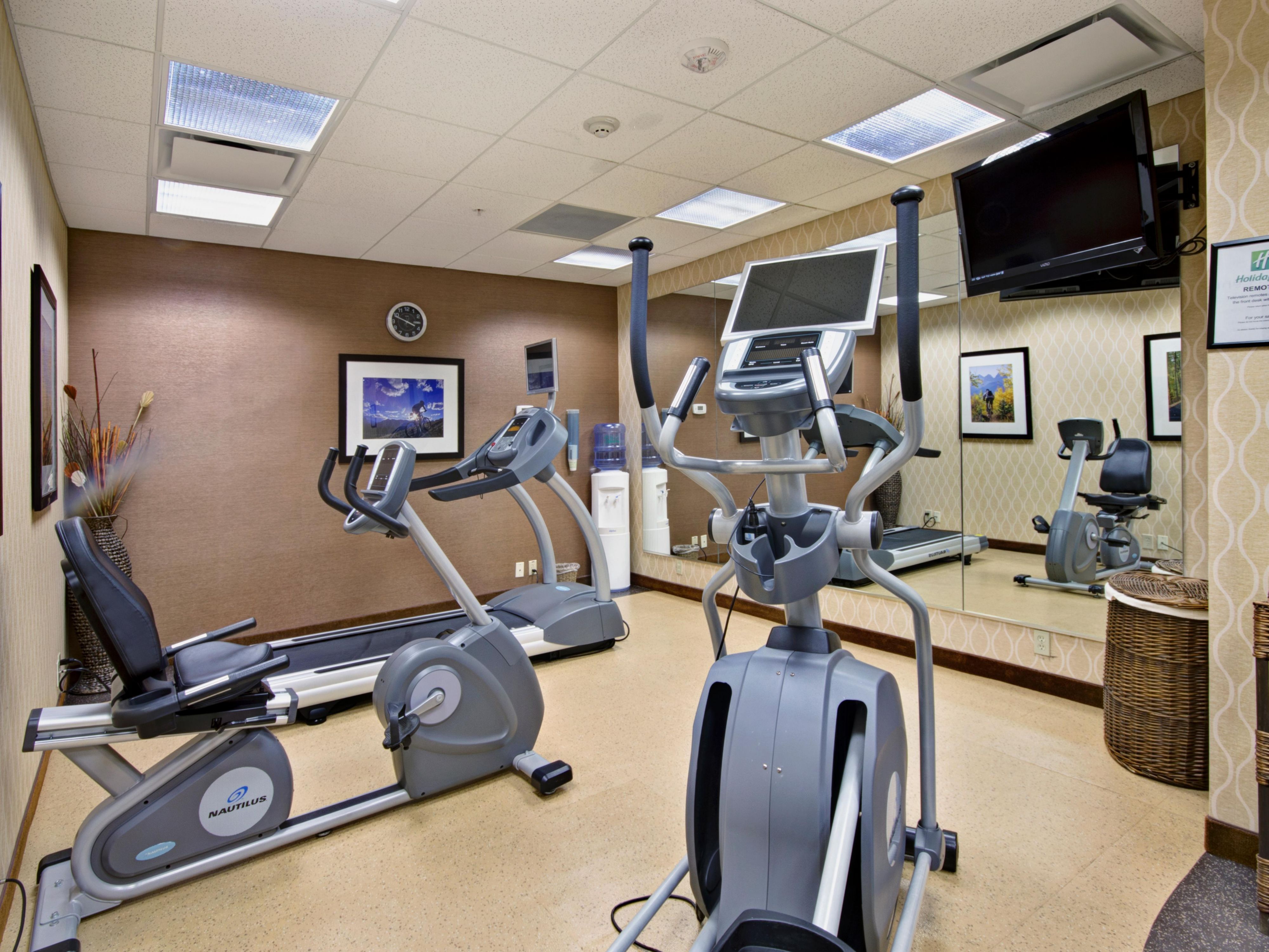Our fitness room offers a high level of cardiovascular endurance while you are "on the road"; an Elliptical, Treadmill and a Recumbent Bike is available.