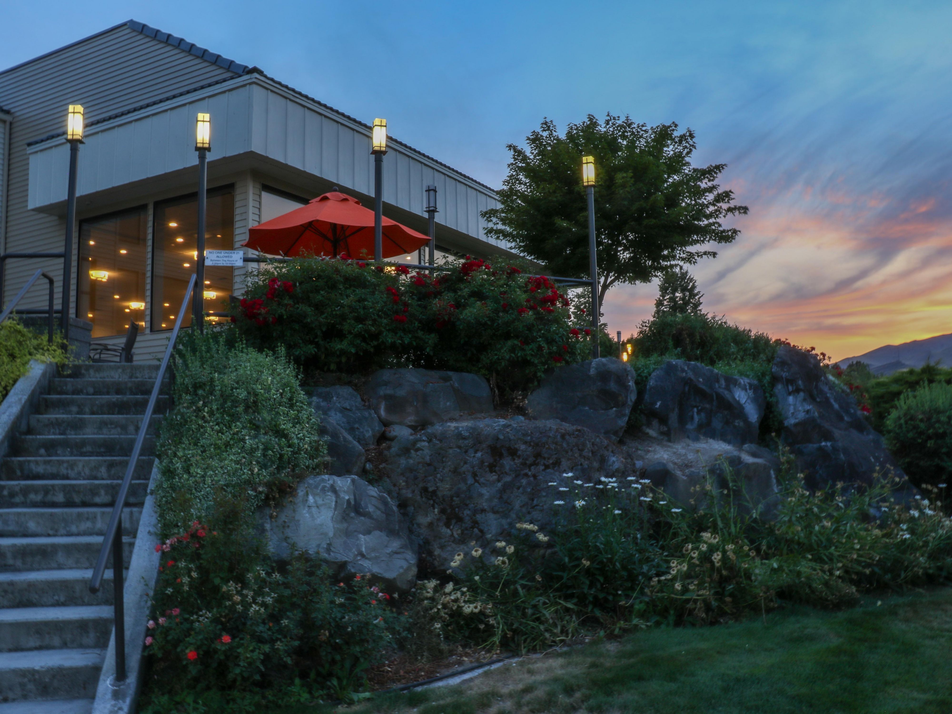 Enjoy relaxing sunset moments on our hotel patio. 