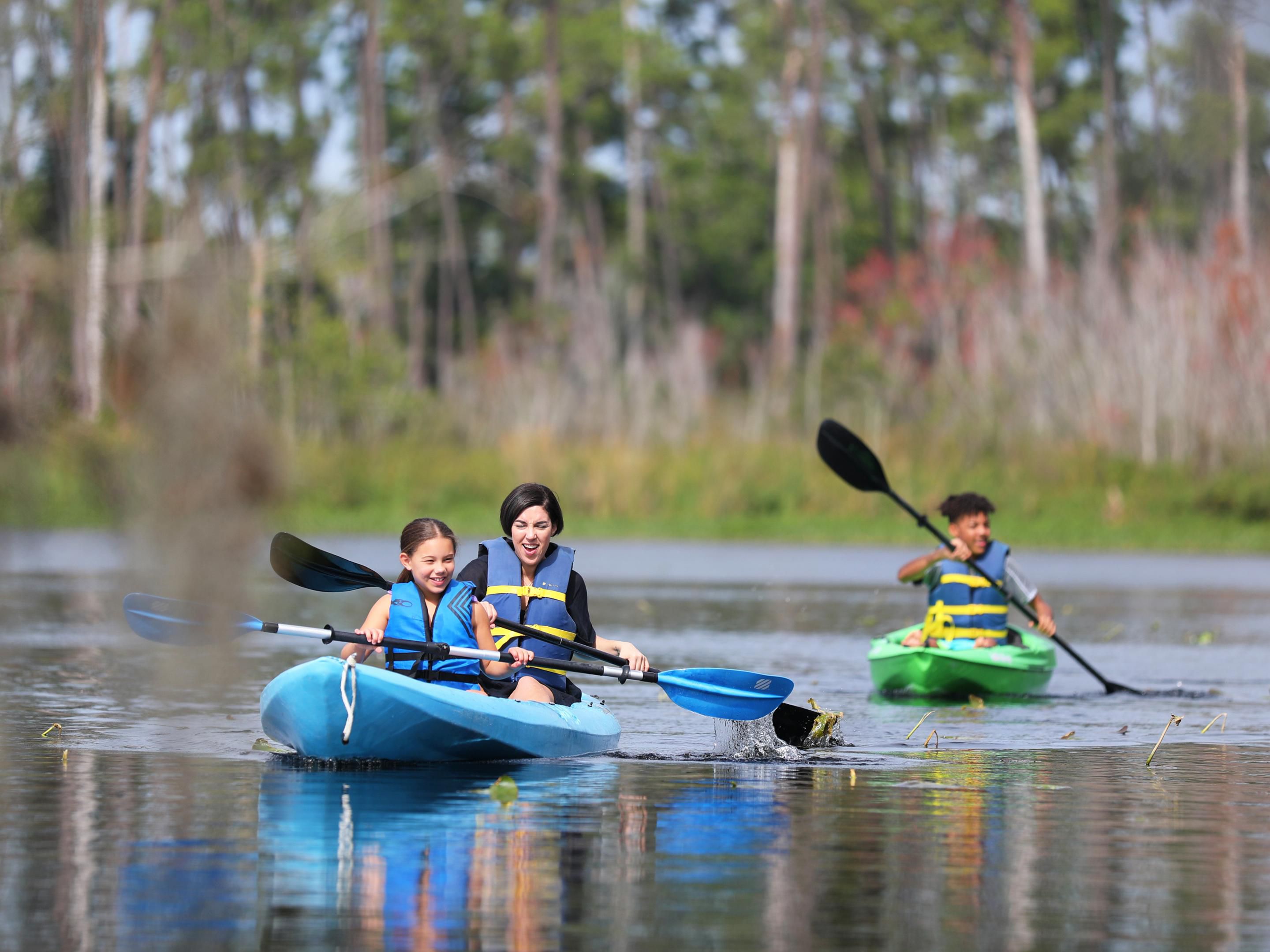 Spend your day adventuring across our huge 80-acre, spring-fed lake on a WaveRunner™, paddle boat, tube, kayak or water skis - all available to rent. Or, if relaxation is more your speed, feel free to sit back on the lakeside beach and watch the excitement from afar.