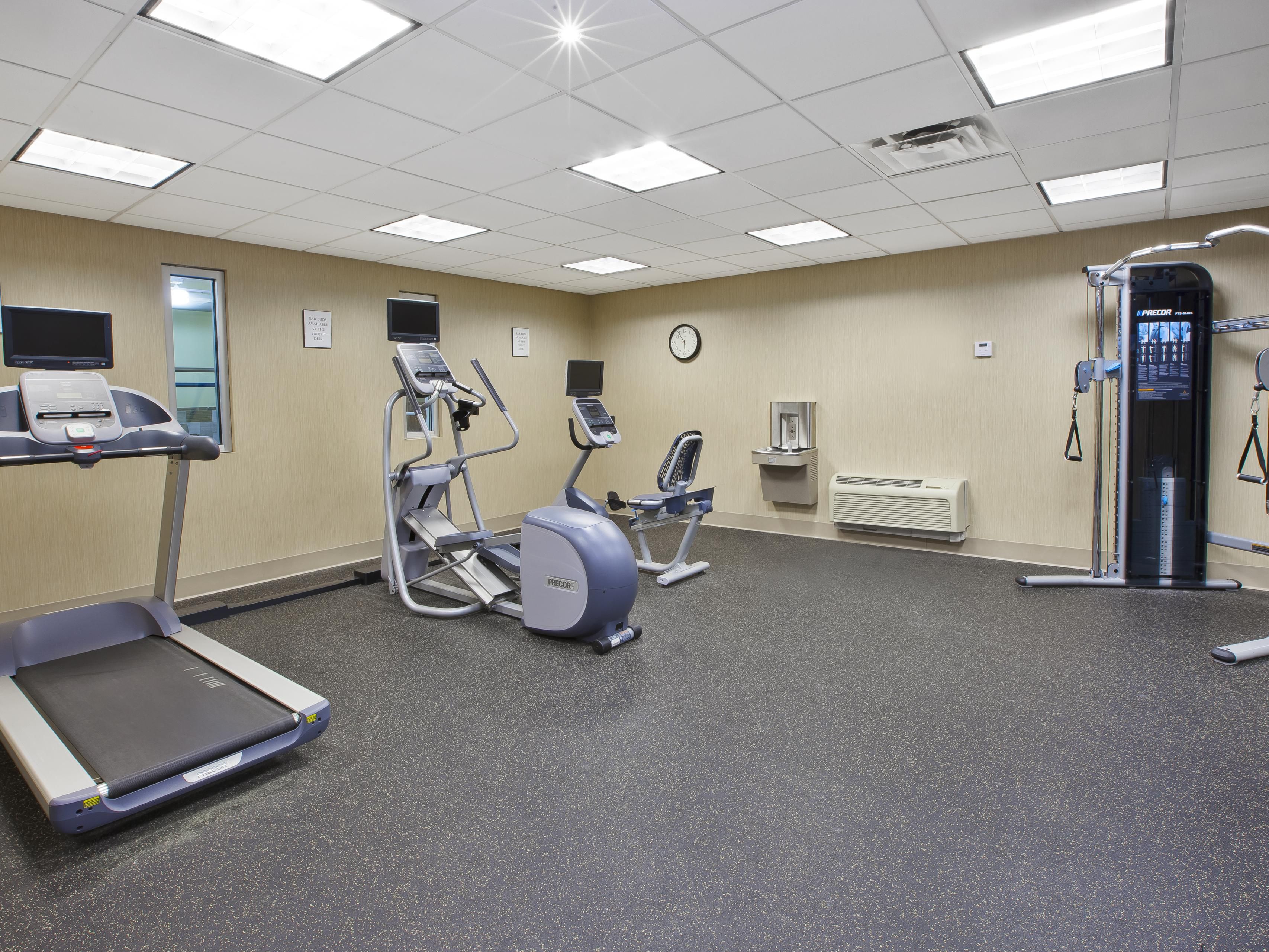Get your sweat on in our complimentary, fully equipped Fitness Center- open 7:00 AM to 10:00 PM daily.