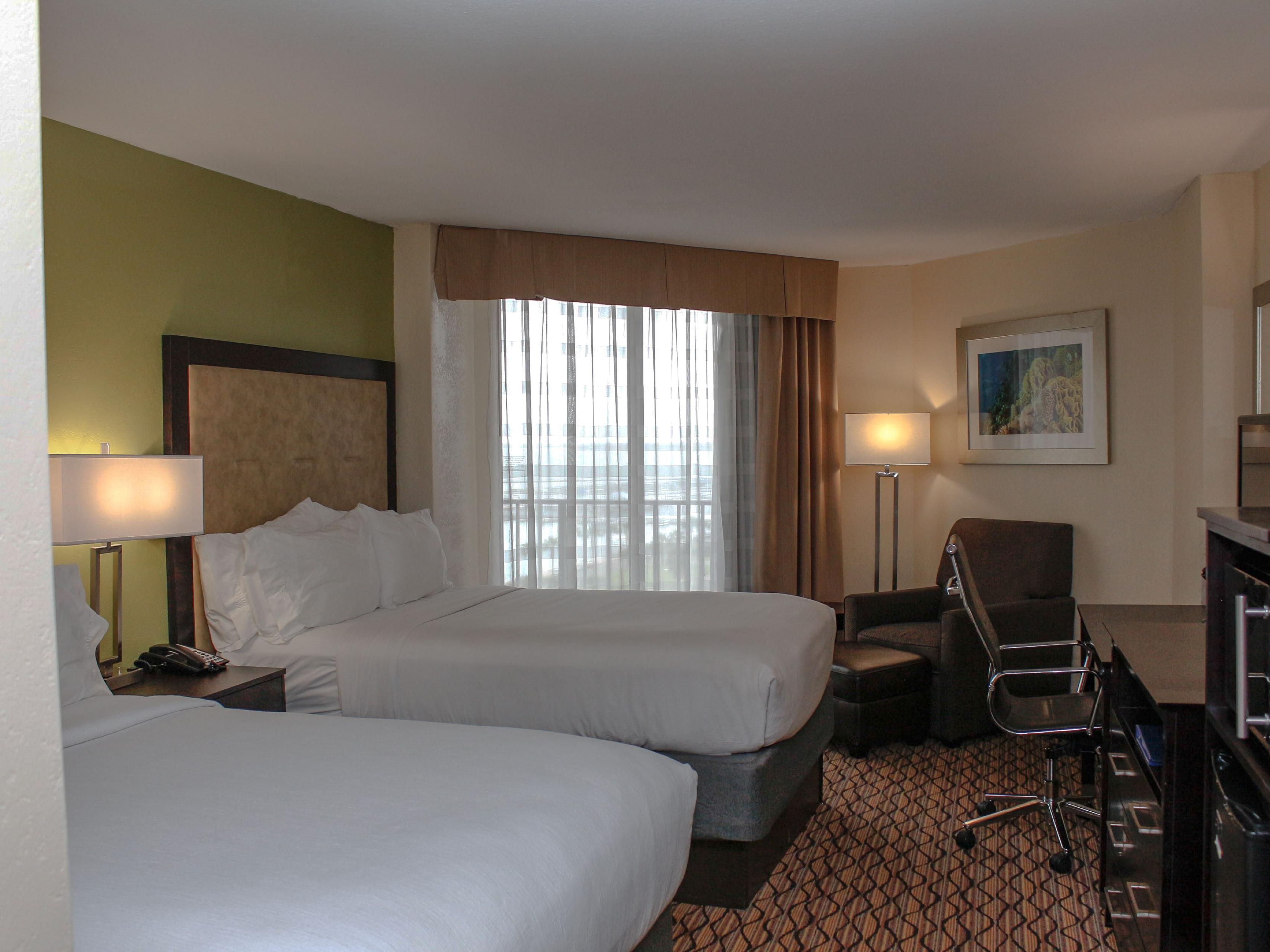 Guest room with view of Corpus Christi Bay and Marina.