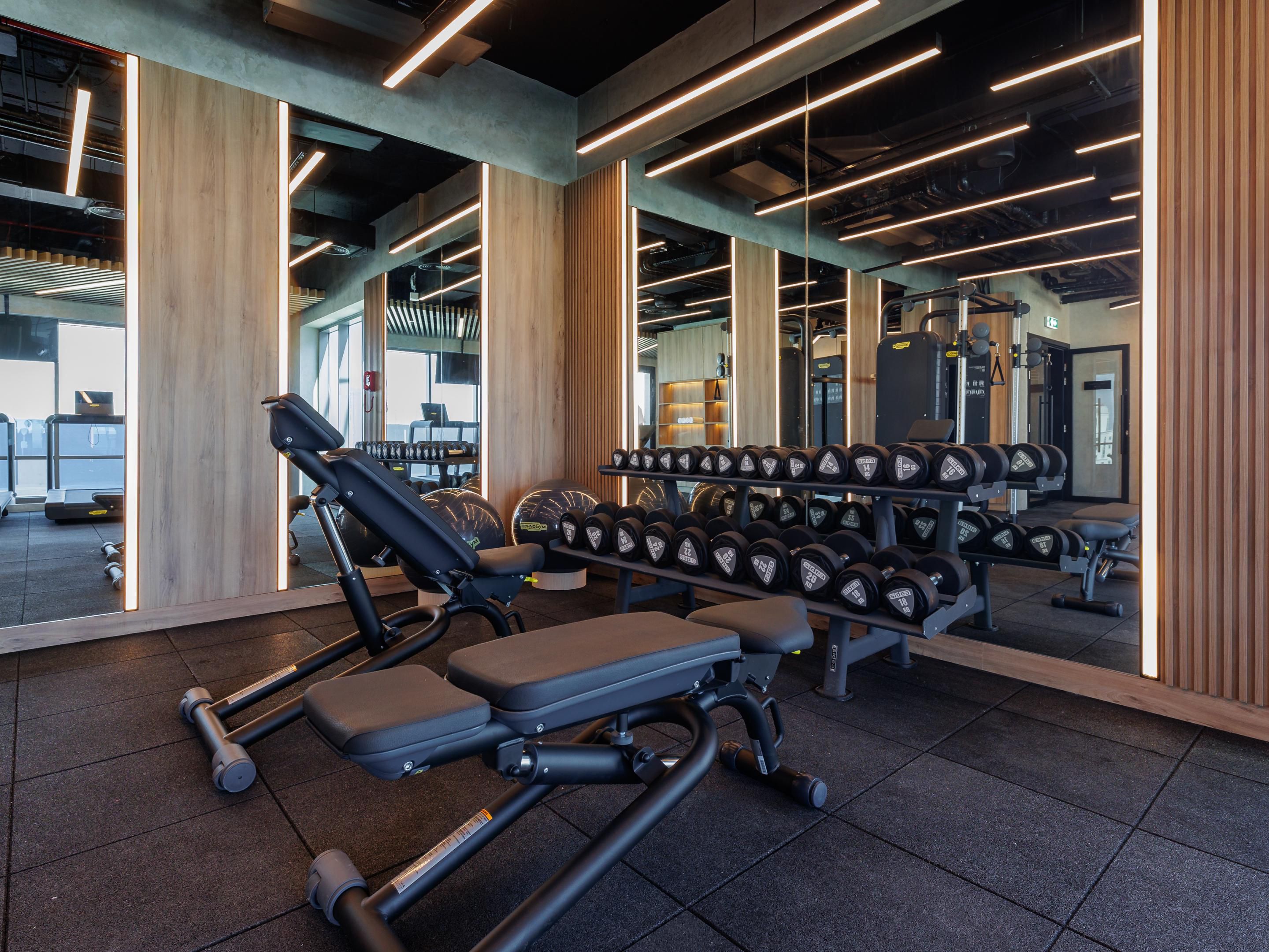 Stay active in our bright and inviting gym, equipped with the latest cardio machines, free weights, and strength-training gear to supplement your fitness goals.