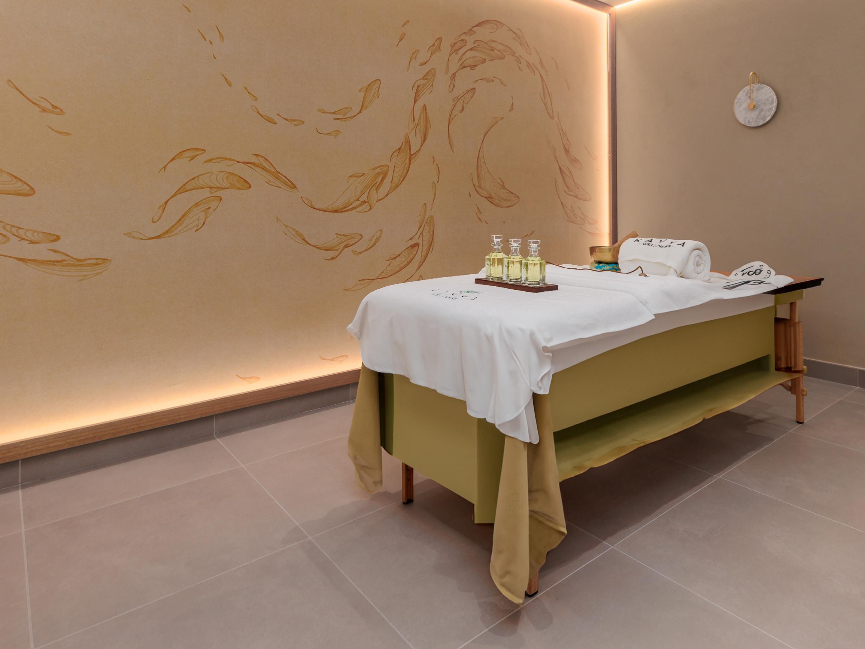 Indulge in a relaxing experience at Rayya Wellness Spa, with hot stone and Thai massages, indulgent skin treatments, and reflexology. Separate male and female facilities ensure a serene environment for complete rejuvenation.