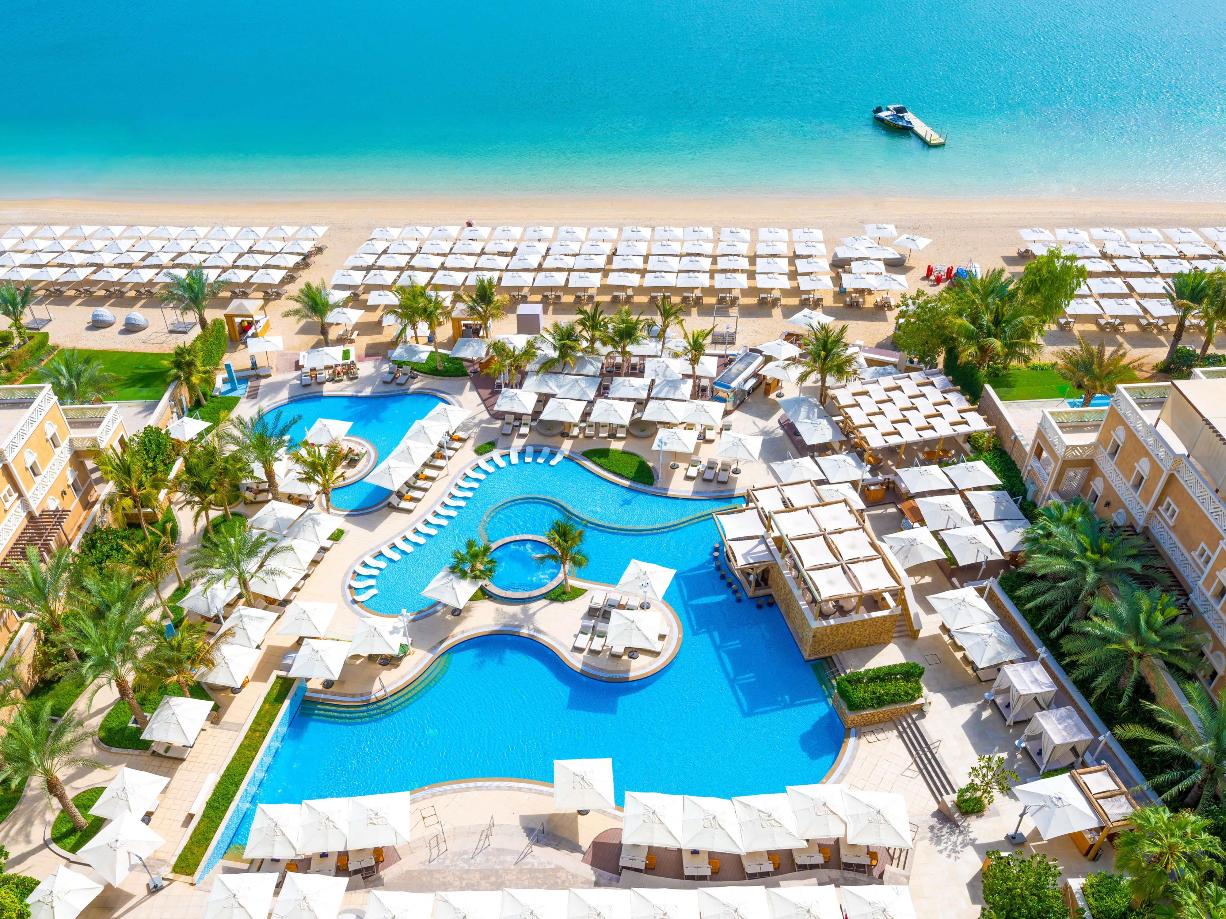 Reconnect and restore at our Mediterranean-inspired beach club on the Palm Jumeirah, with sun loungers, private cabanas, pool, and private beach access. Enhance your beach retreat with our signature dining experiences, amidst sweeping coastal views, just a short drive away. Shuttle services are provided.