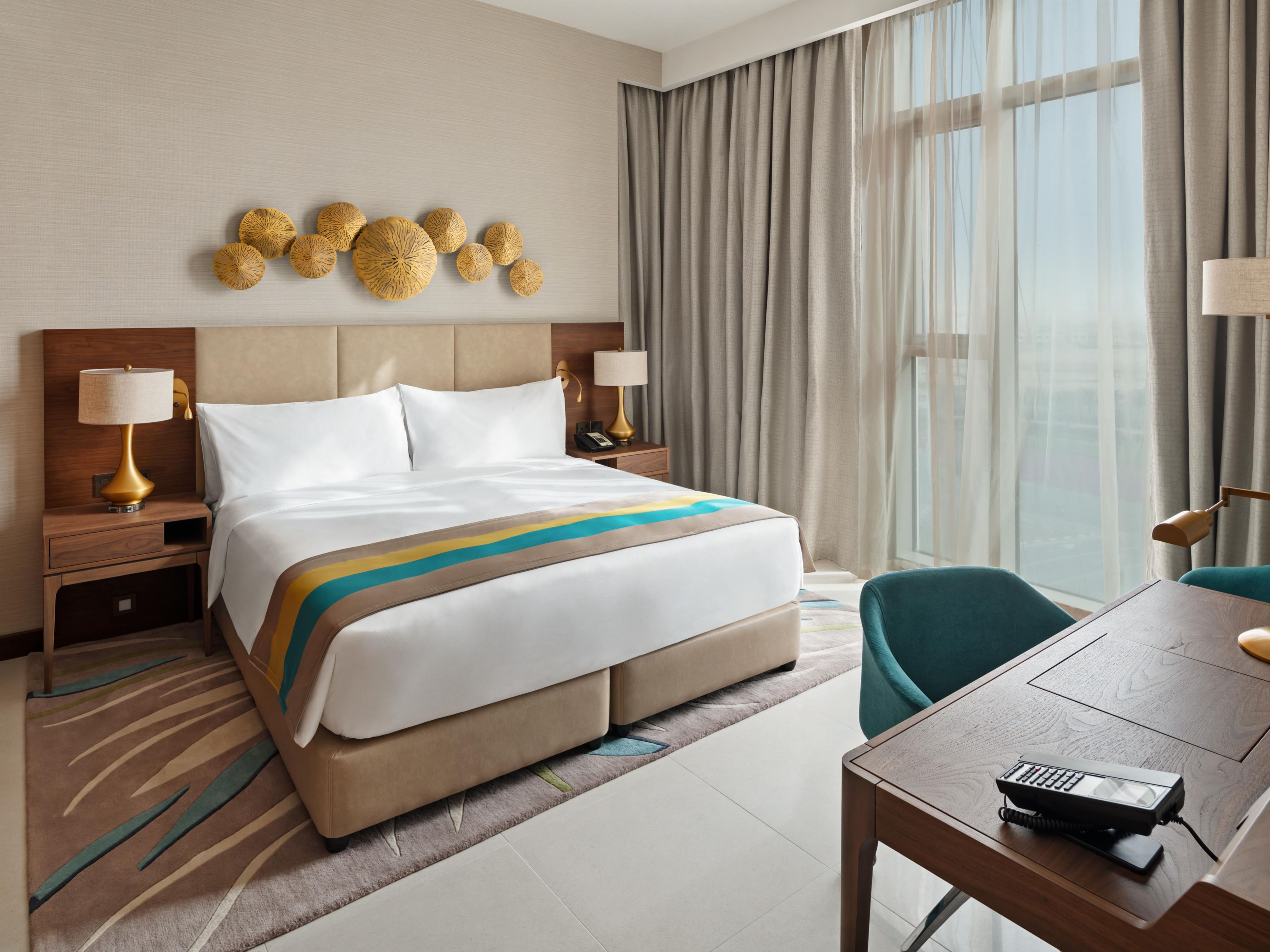 Uplifting earthy colors awaits you in your room