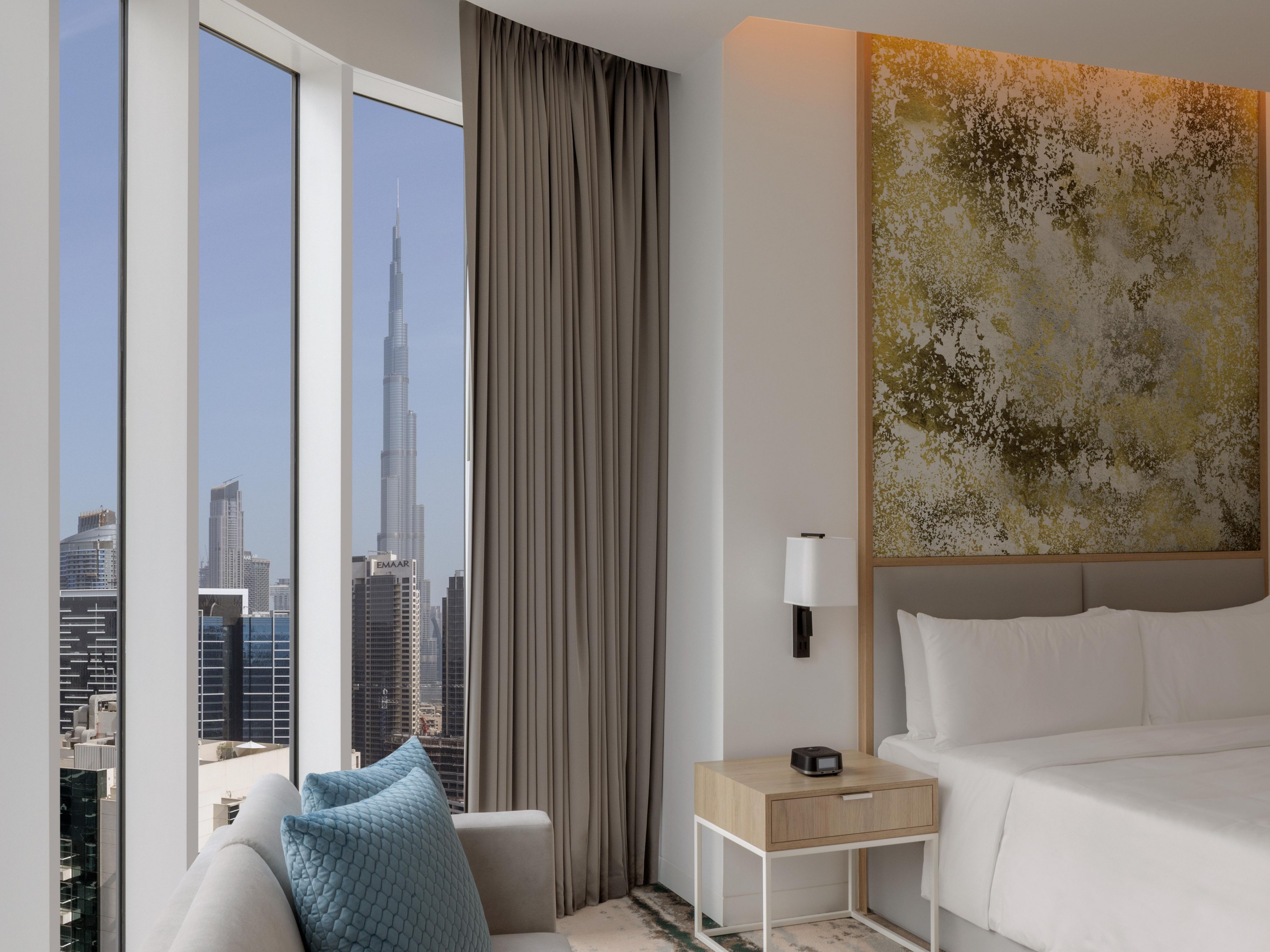 Spacious modern rooms with Burj Khalifa view