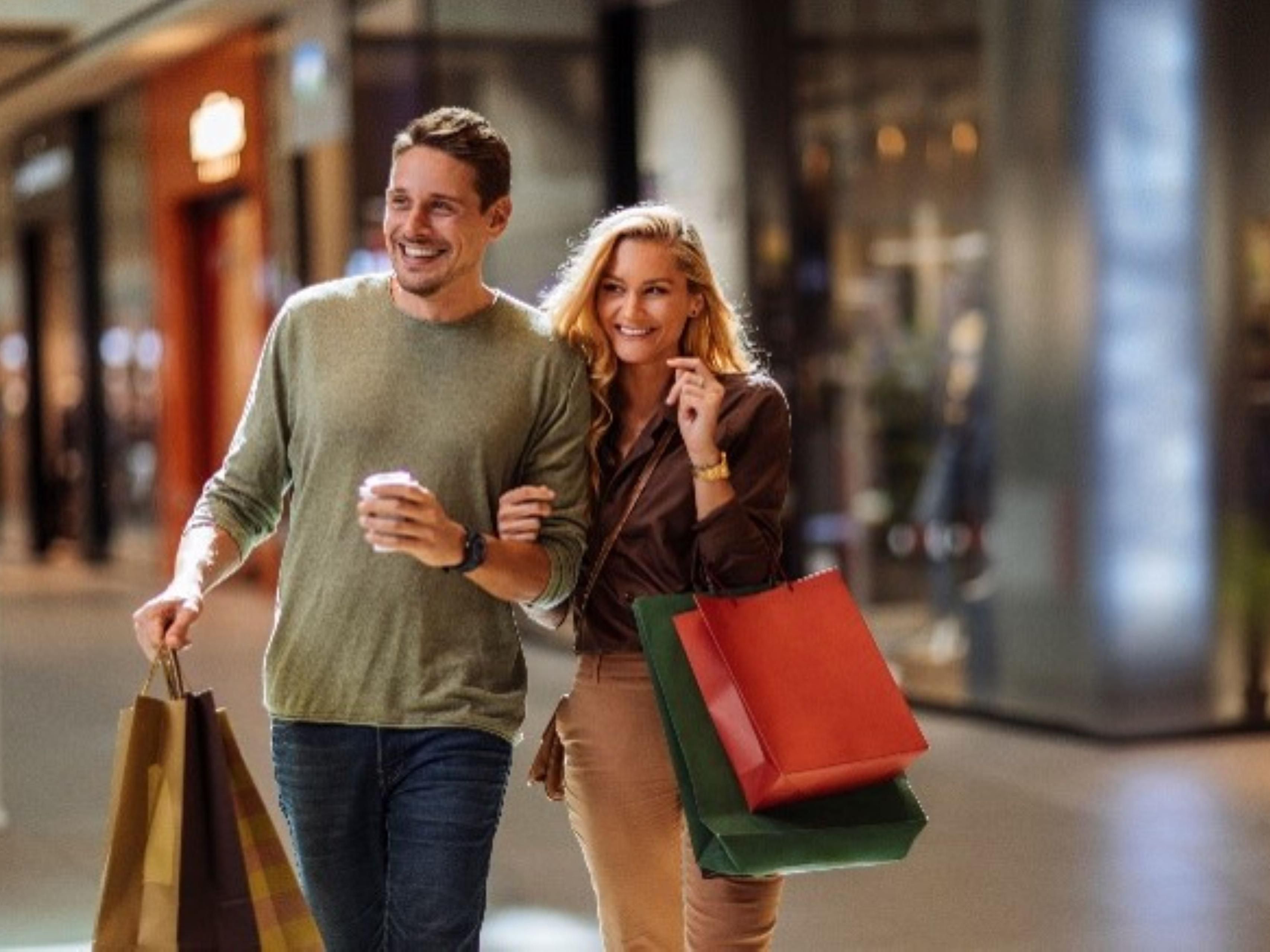 Couple shopping at mall