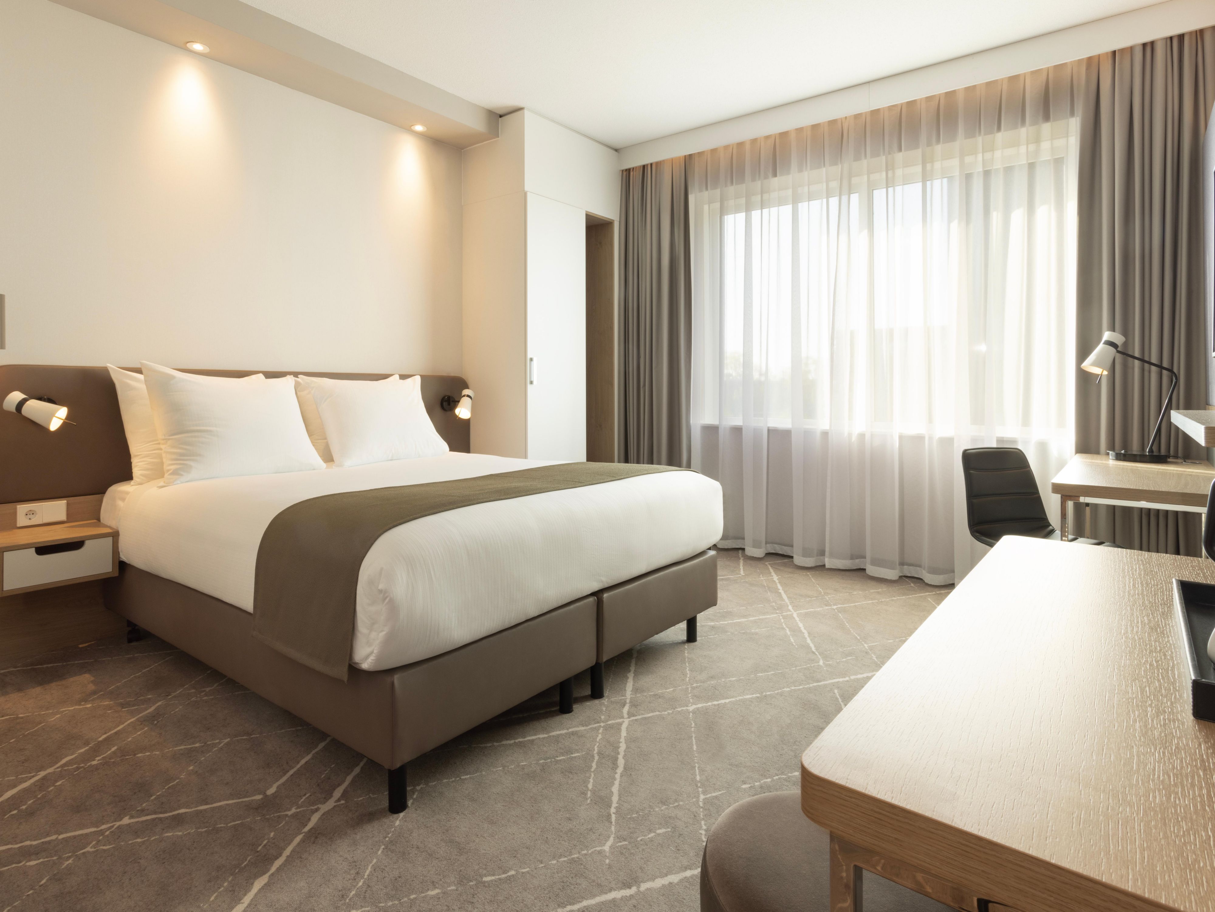 Comfortable and modern wheelchair accessible room.