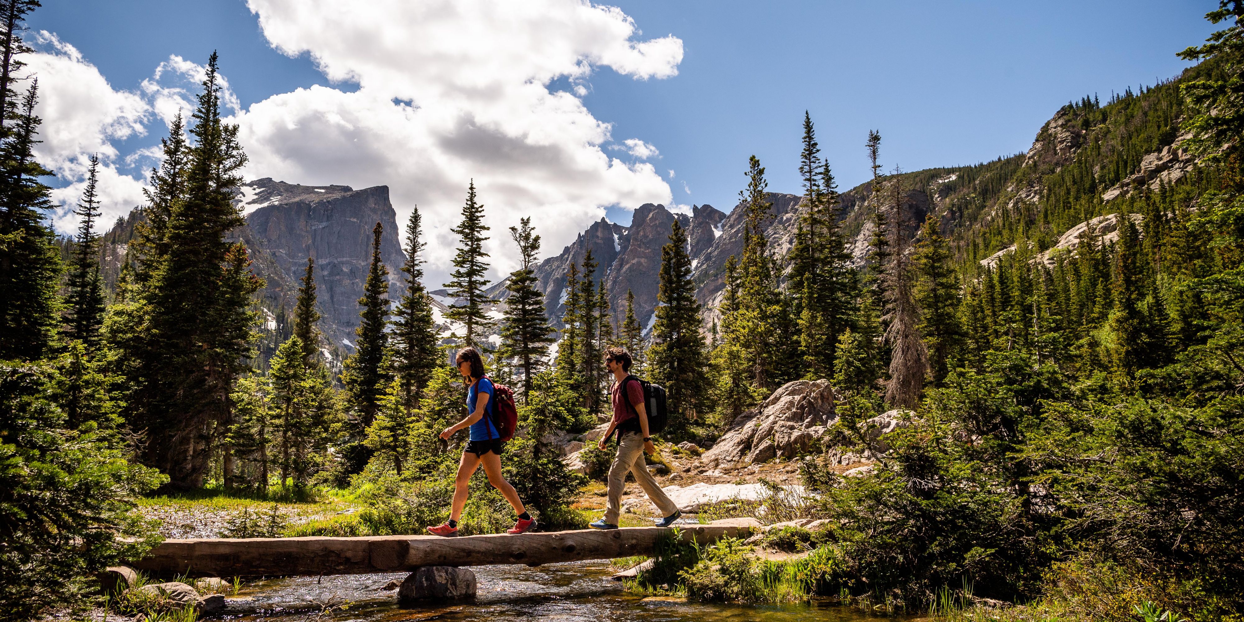 People hiking through Rocky Mountain National Park