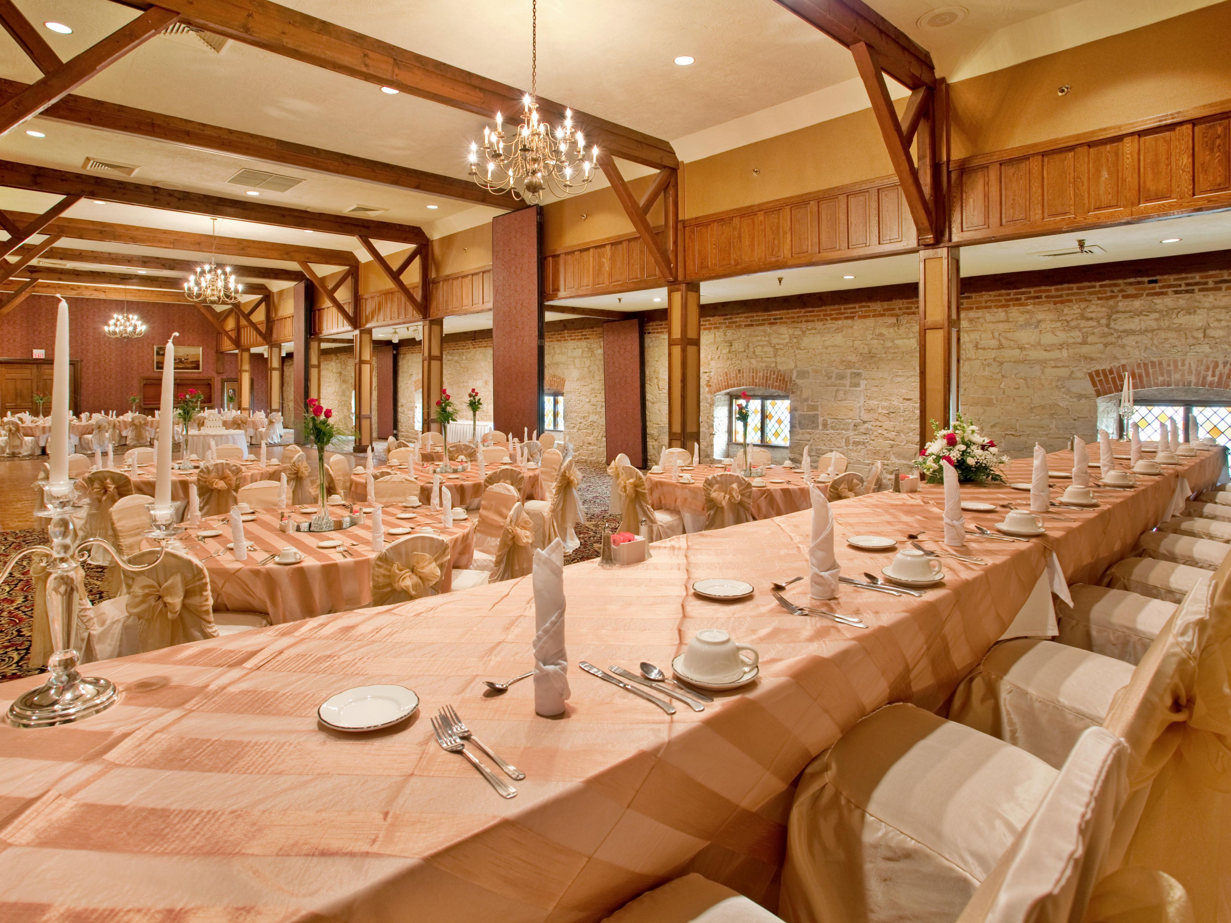 Your wedding is a start to your new life together. Because you want perfection, you've come to the Holiday Inn. Our venue is built in a 200 year old barn, the ballroom has original stonewall structure. Our professional staff is here to ensure that everything is exactly as you envision. Truly a one stop shop.  Call Adrienne 636-938-3315 x7756.