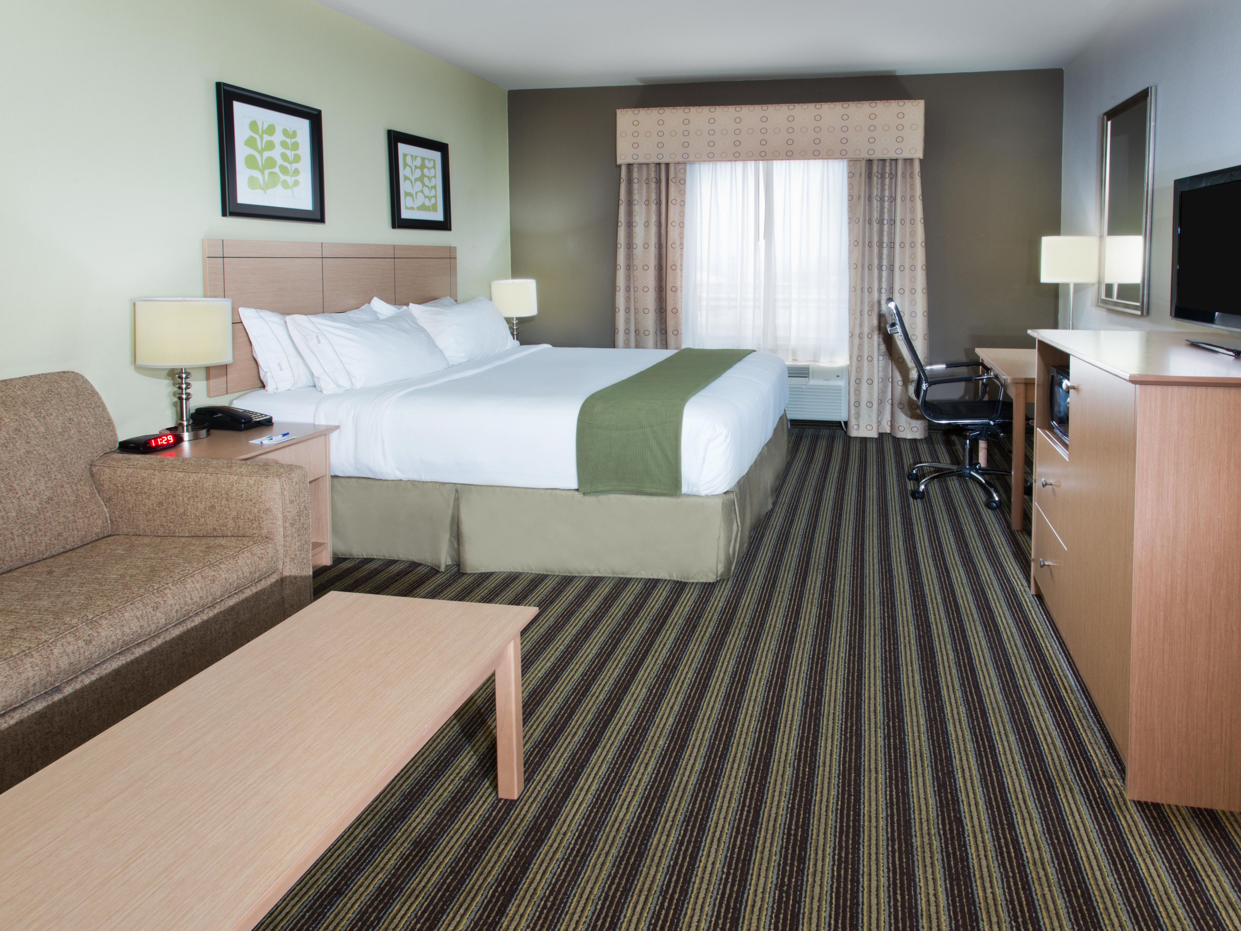 Spacious guest room with king bed