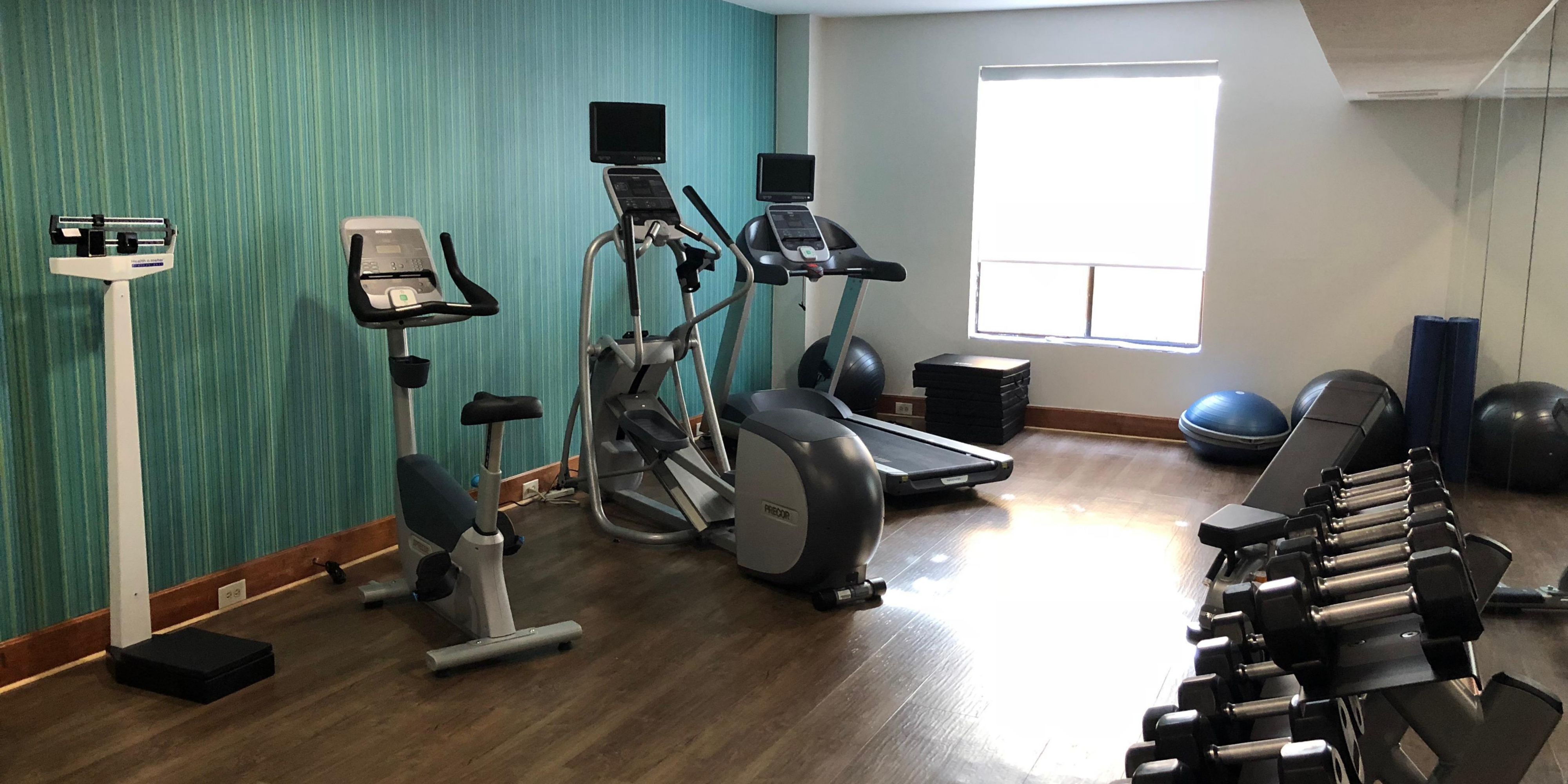 Our newly renovated hotel includes our updated Fitness Center.  We have Elliptical Machine, Free Weights, Treadmill and a Stationary Bike all available for your use why staying with us.  No need to leave the hotel to get your workout in!