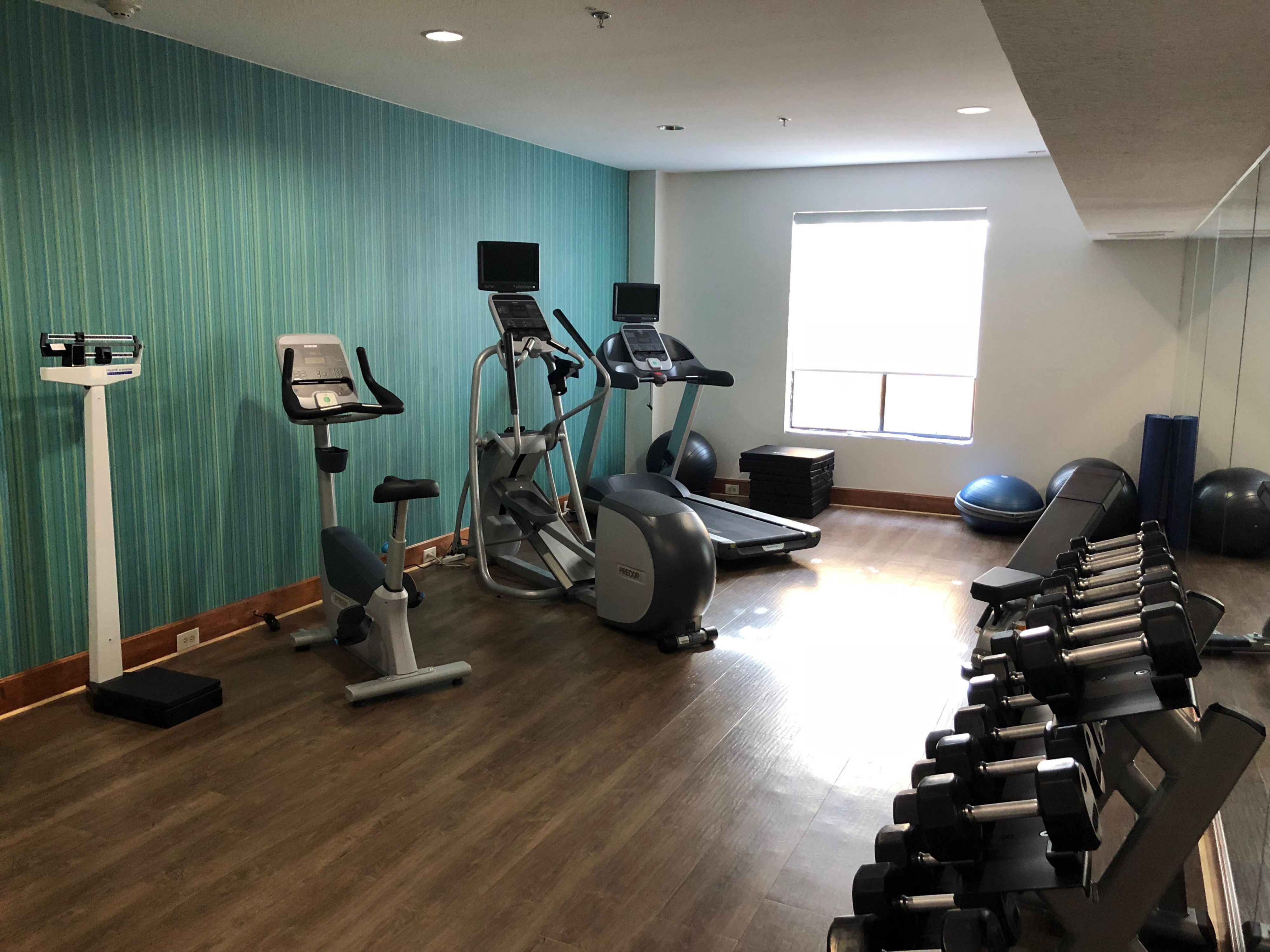 Our newly renovated hotel includes our updated Fitness Center.  We have Elliptical Machine, Free Weights, Treadmill and a Stationary Bike all available for your use why staying with us.  No need to leave the hotel to get your workout in!