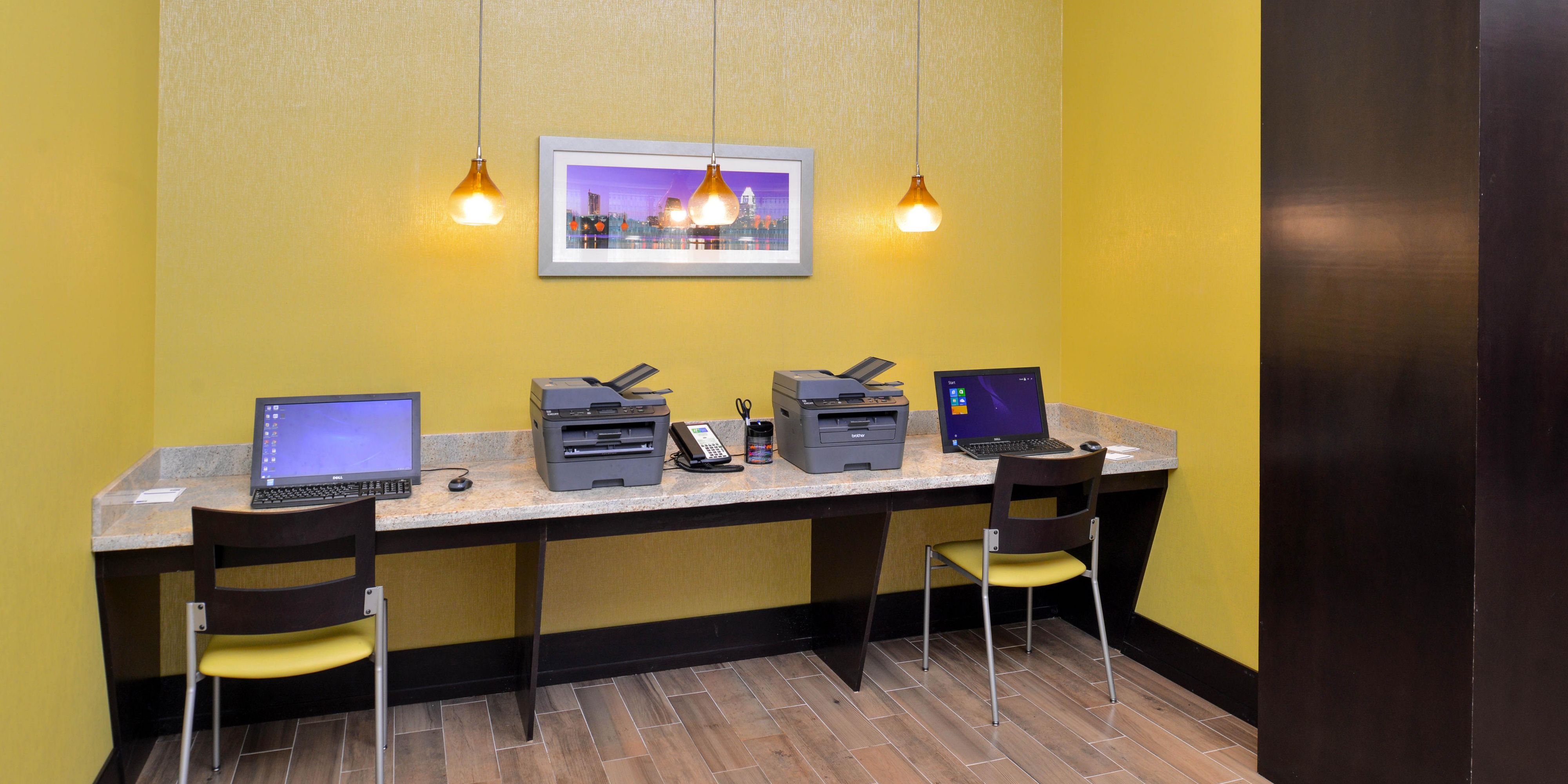 Need a computer to print out that last minute document for your meeting, we have you covered with our 24 hour business center!