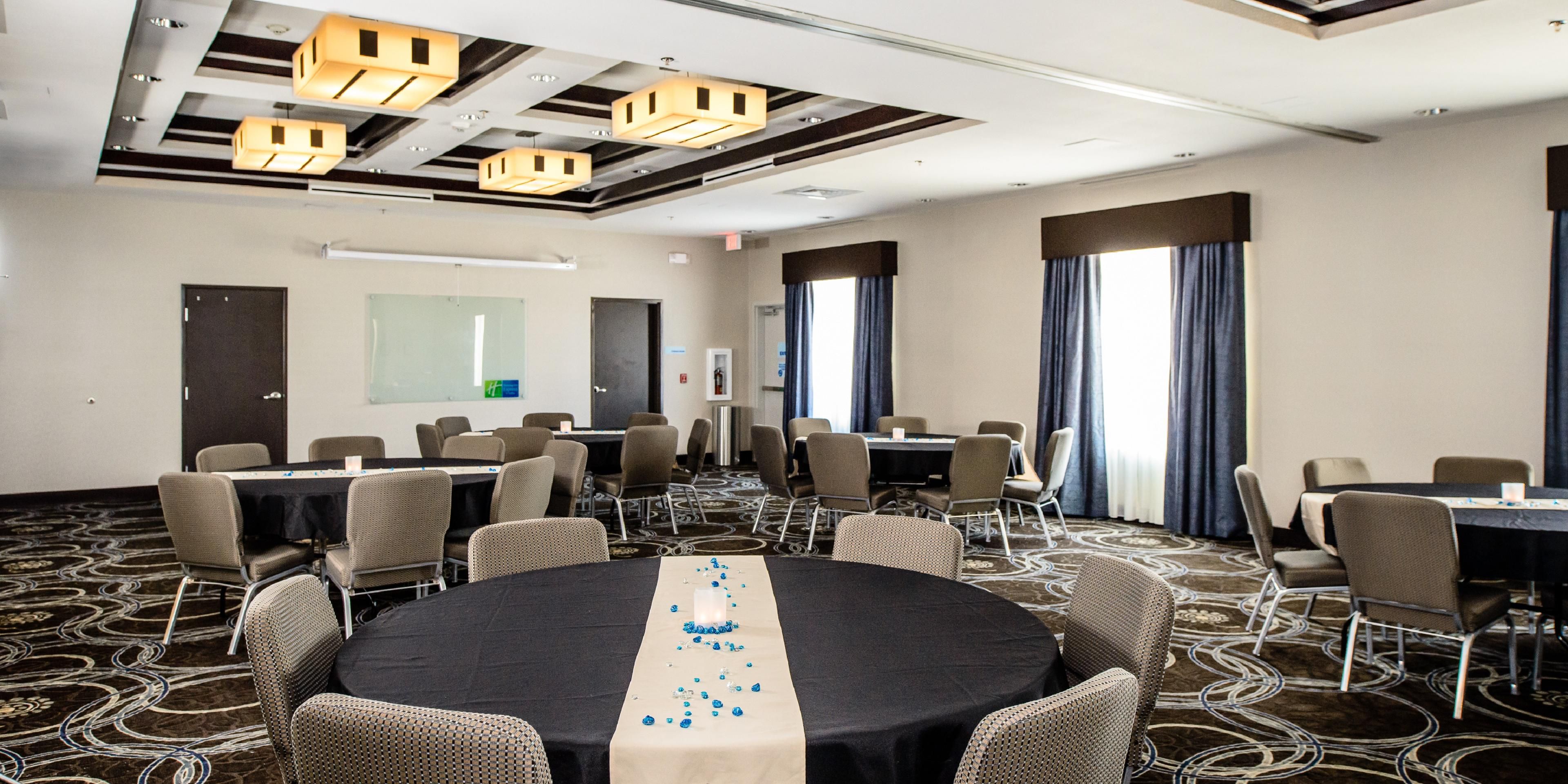 Our 1700 sq. foot. meeting room is fully equipped with everything you could possibly need for your business or pleasure needs. Use this space for a presentation or to get ready for your wedding party. It has a partition that also converts the room into 2!