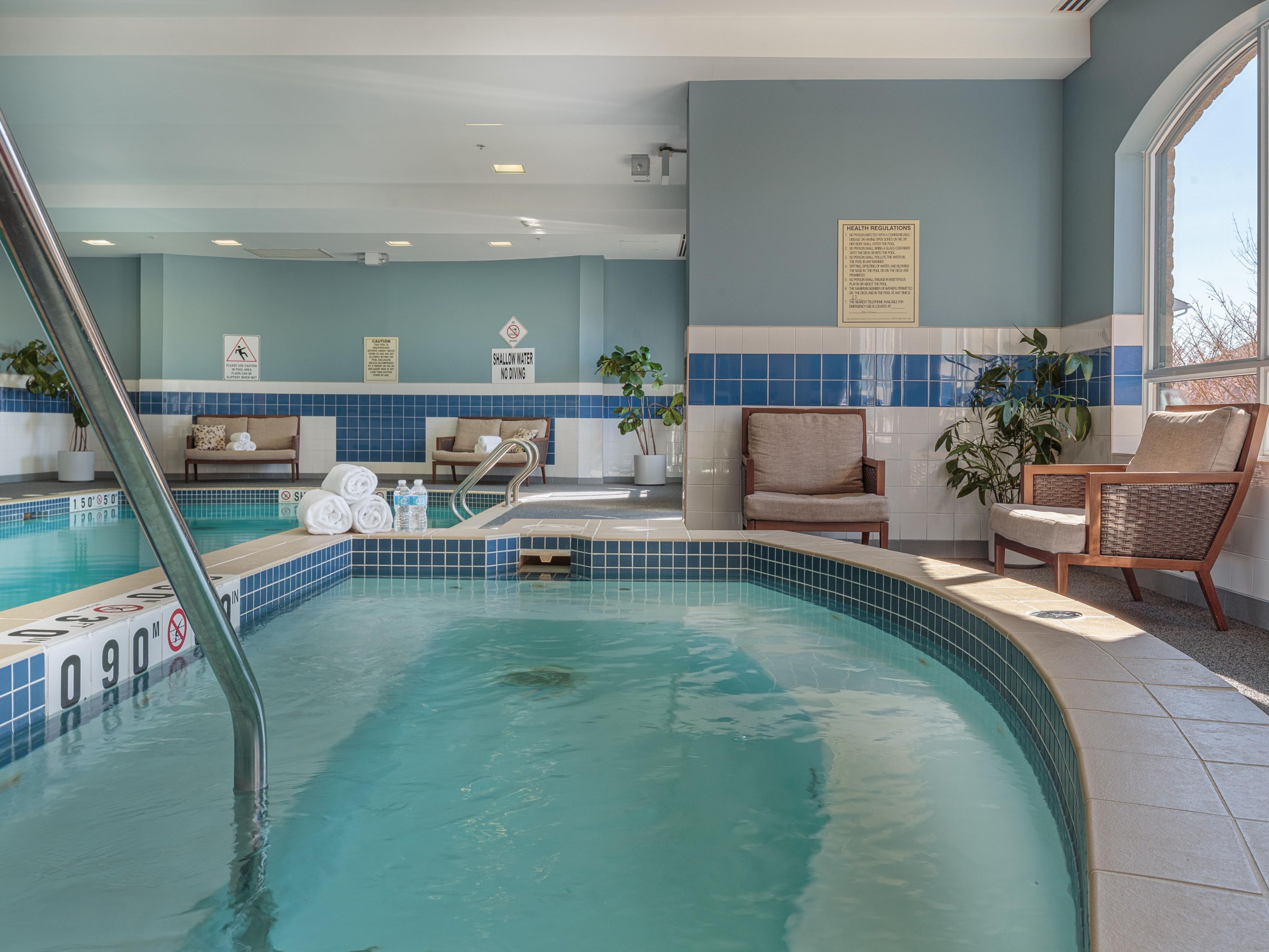 Step into our oasis where the refreshing waters of our pool and the soothing embrace of our hot tub await you. Whether you seek the invigorating rhythm of a few laps for your workout routine or simply crave a serene swim to wash away the stresses of the day, our aquatic haven promises relaxation and rejuvenation.