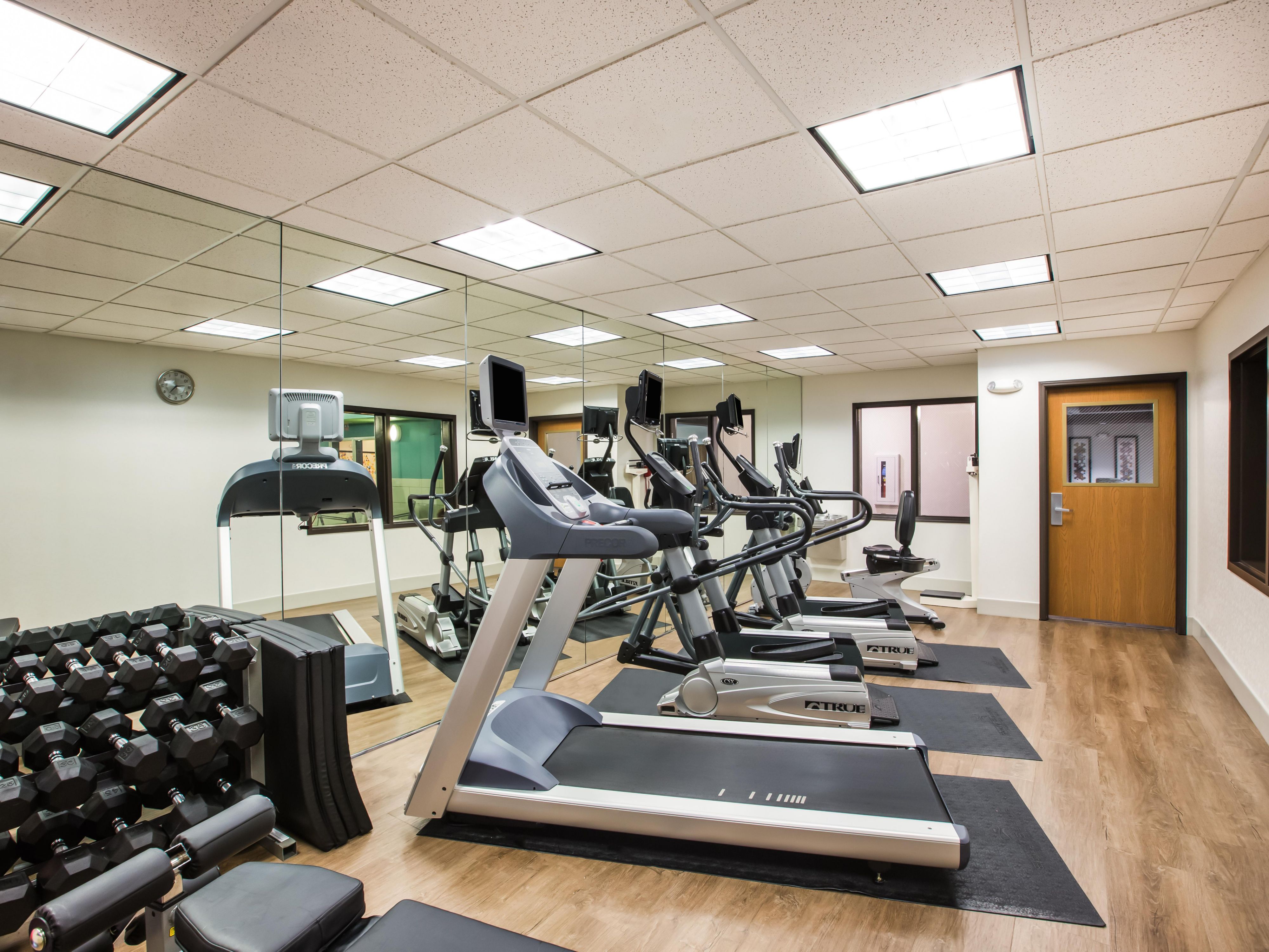 Take advantage of our 24-hour fitness center featuring PRECOR fitness equipment, free weights, a bosu and stability ball, and exercise bands.