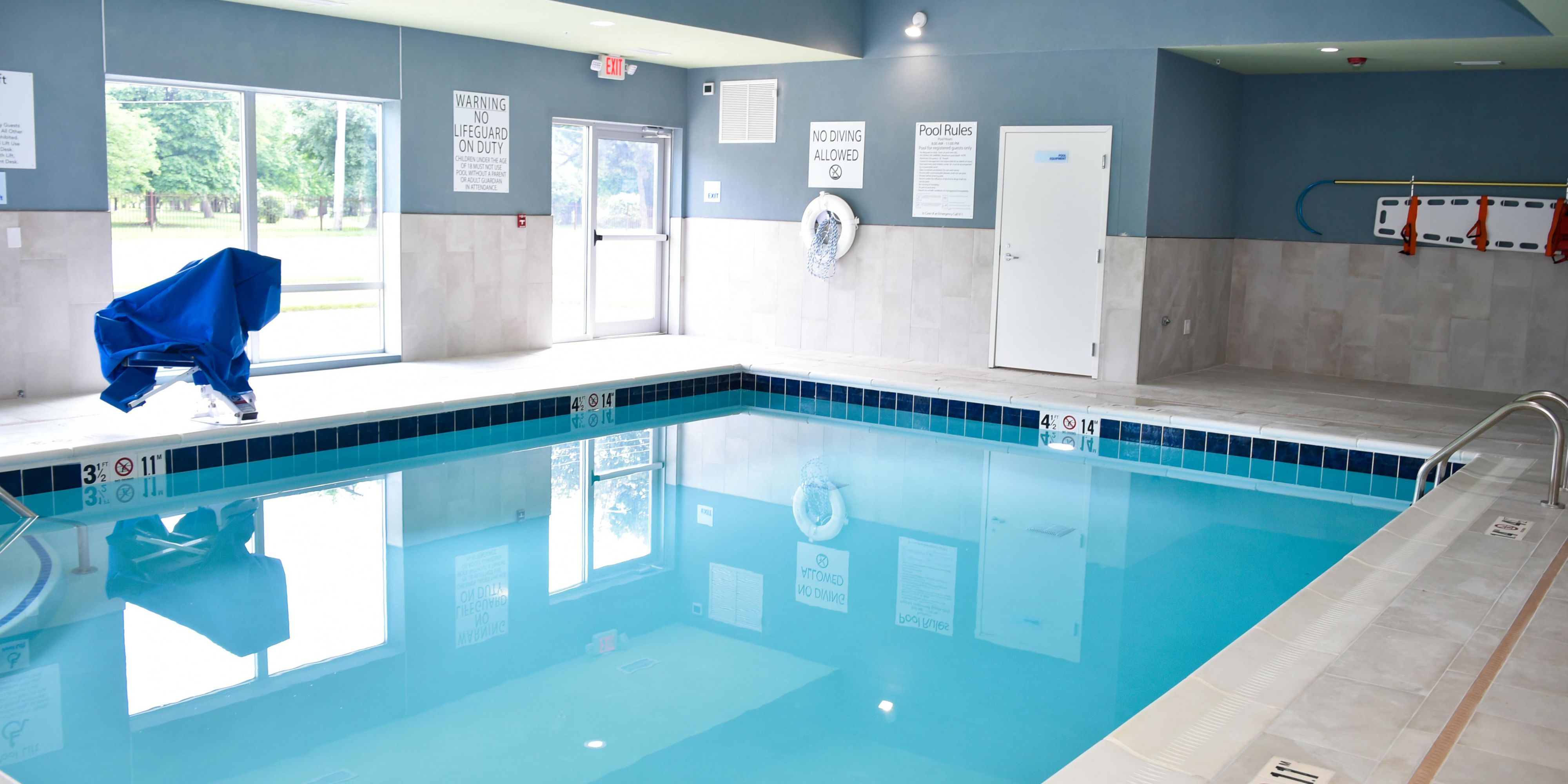 Our pool is now open and accepting reservations.  Please see the front desk to book your time slot.  The pool hours are between 9am - 12PM and 5pm to 10pm.  
