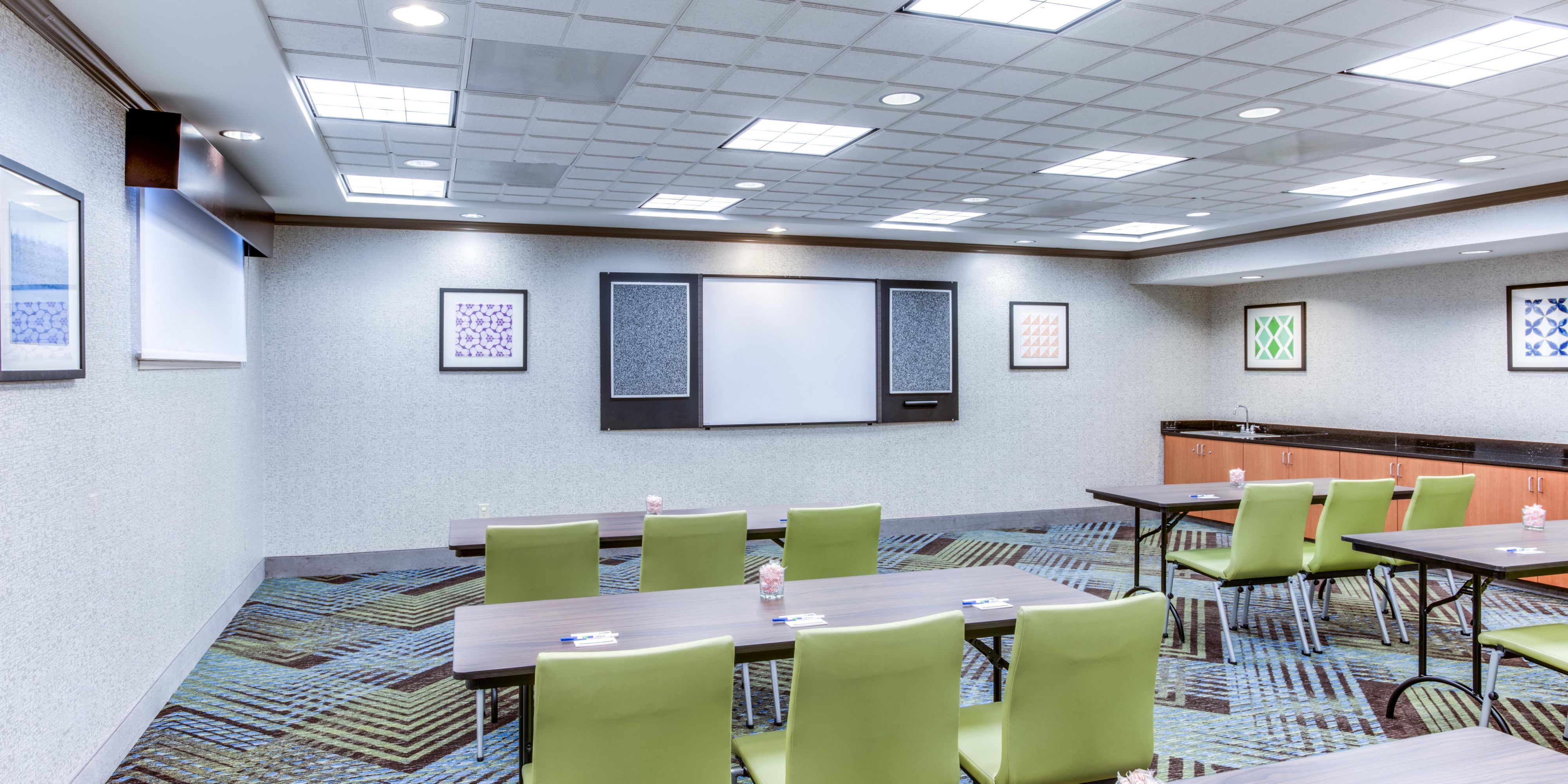 Our Lehigh Meeting Room (750 sq ft) can be set many ways, including Banquet, Conference, Classroom, U-Shape, Theater, and more. 